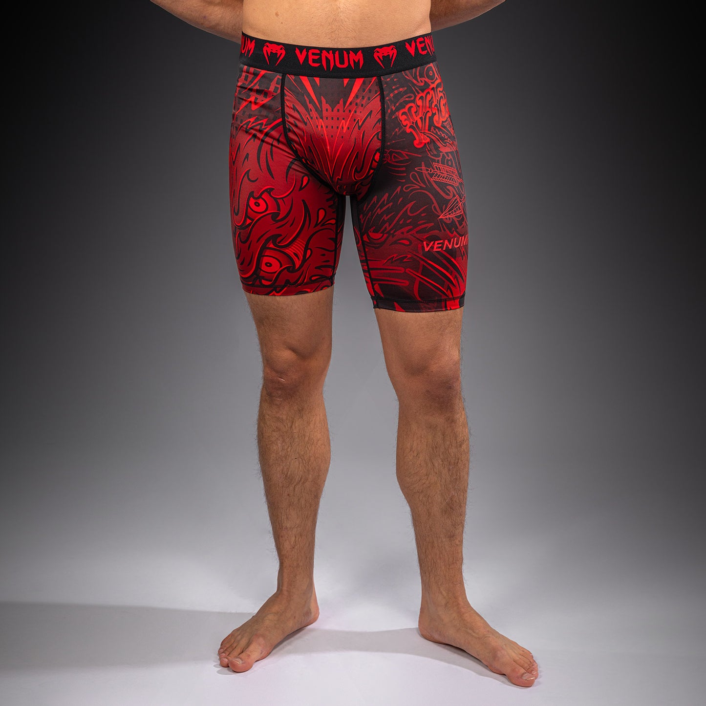 Venum Wolf Atak Vale Tudo Shorts - Black/Red