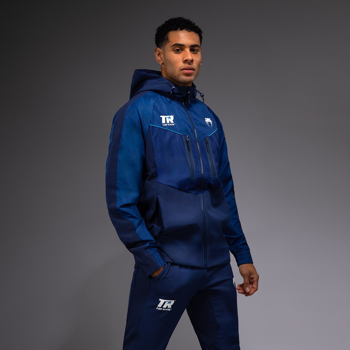 Venum x Top Rank Original Men's Full Zip Hoodie - Navy Blue