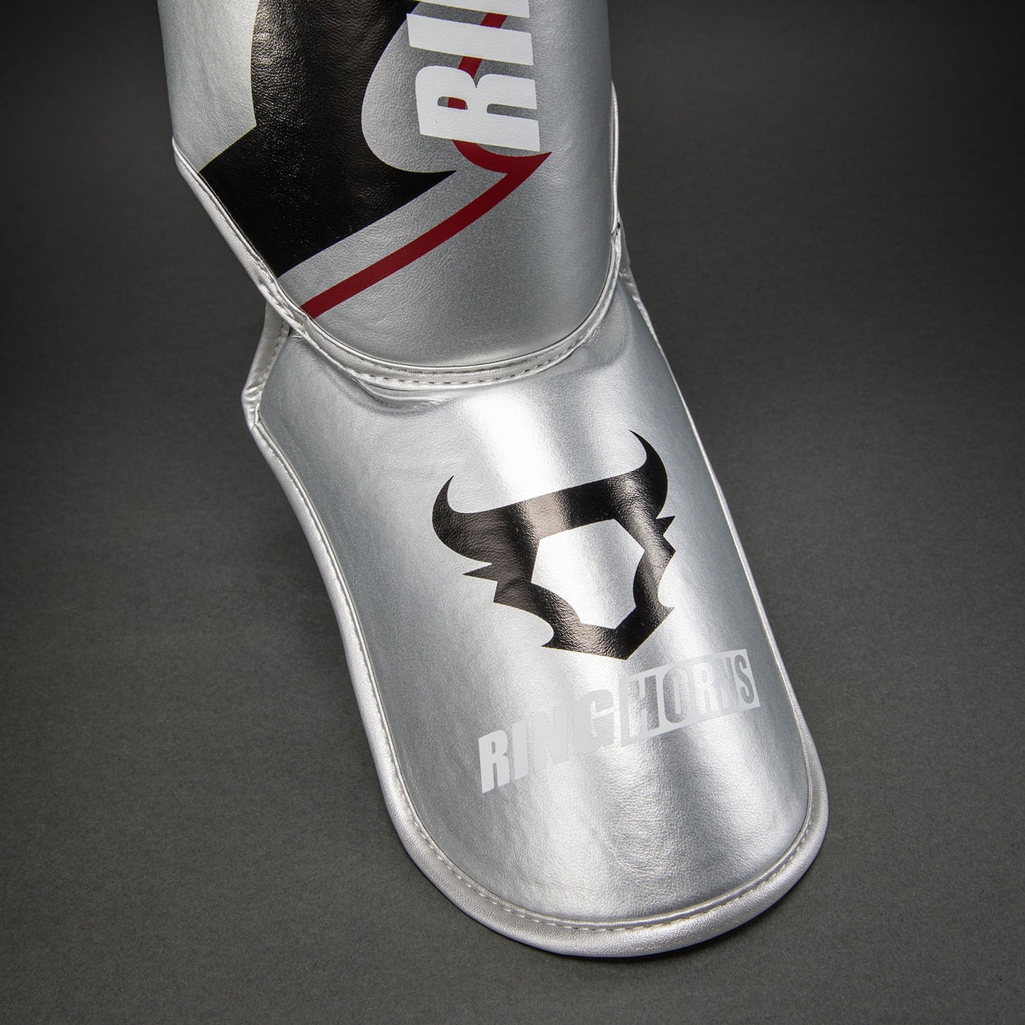 Ringhorns Charger by Venum Shin Guards - Silver/Black