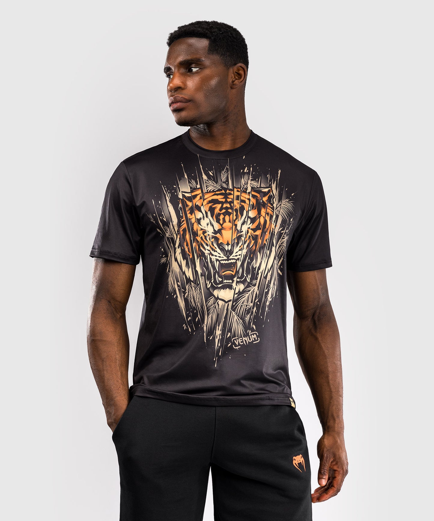 Venum Tiger Men's Dry Tech T-Shirt - Black/Neon Orange