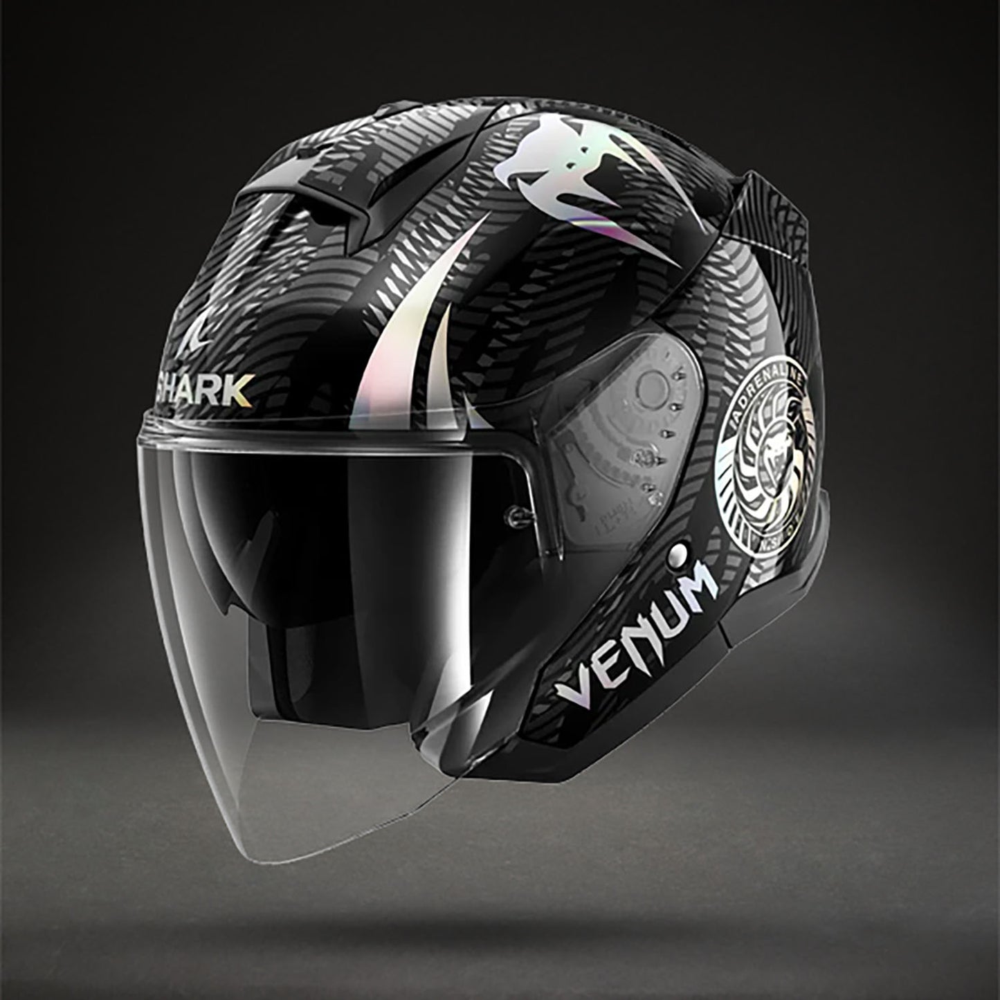 Venum x Shark SKWAL JET Motorcycle Helmet - Black Chrom Anthracite