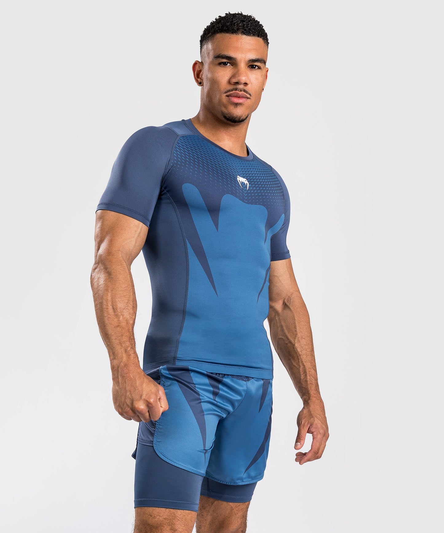 Venum Attack Men's Short Sleeve Rashguard - Navy Blue