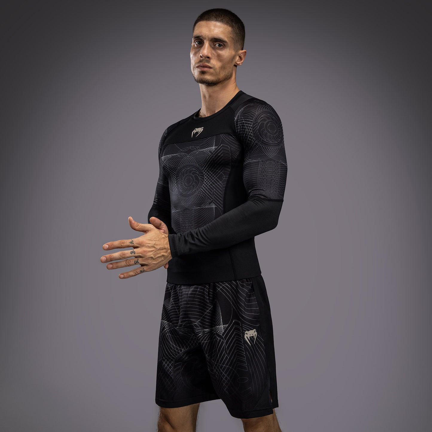 Venum G-Fit Air Men's Long Sleeve Rashguard - Deep Black/Desert Sand
