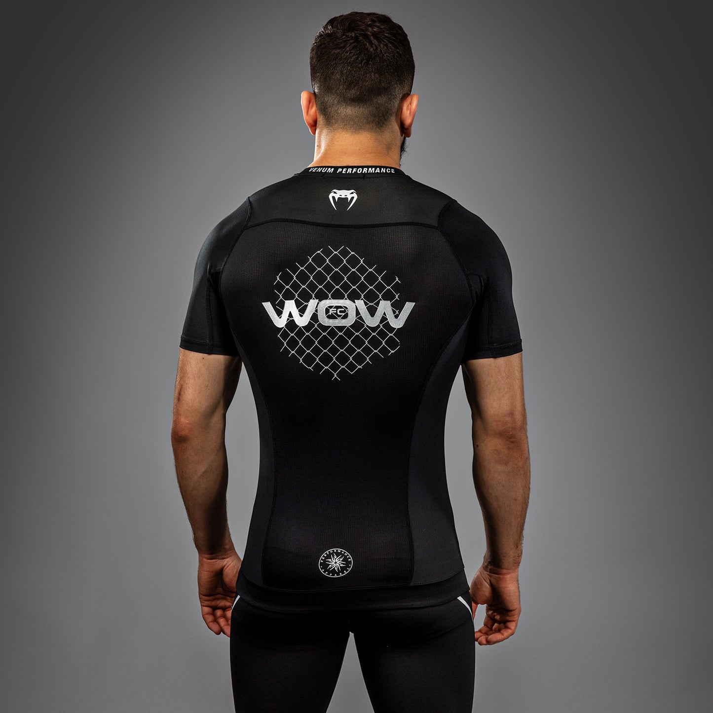 Venum x WOW FC Short Sleeve Rashguard - Black/ Silver Grey