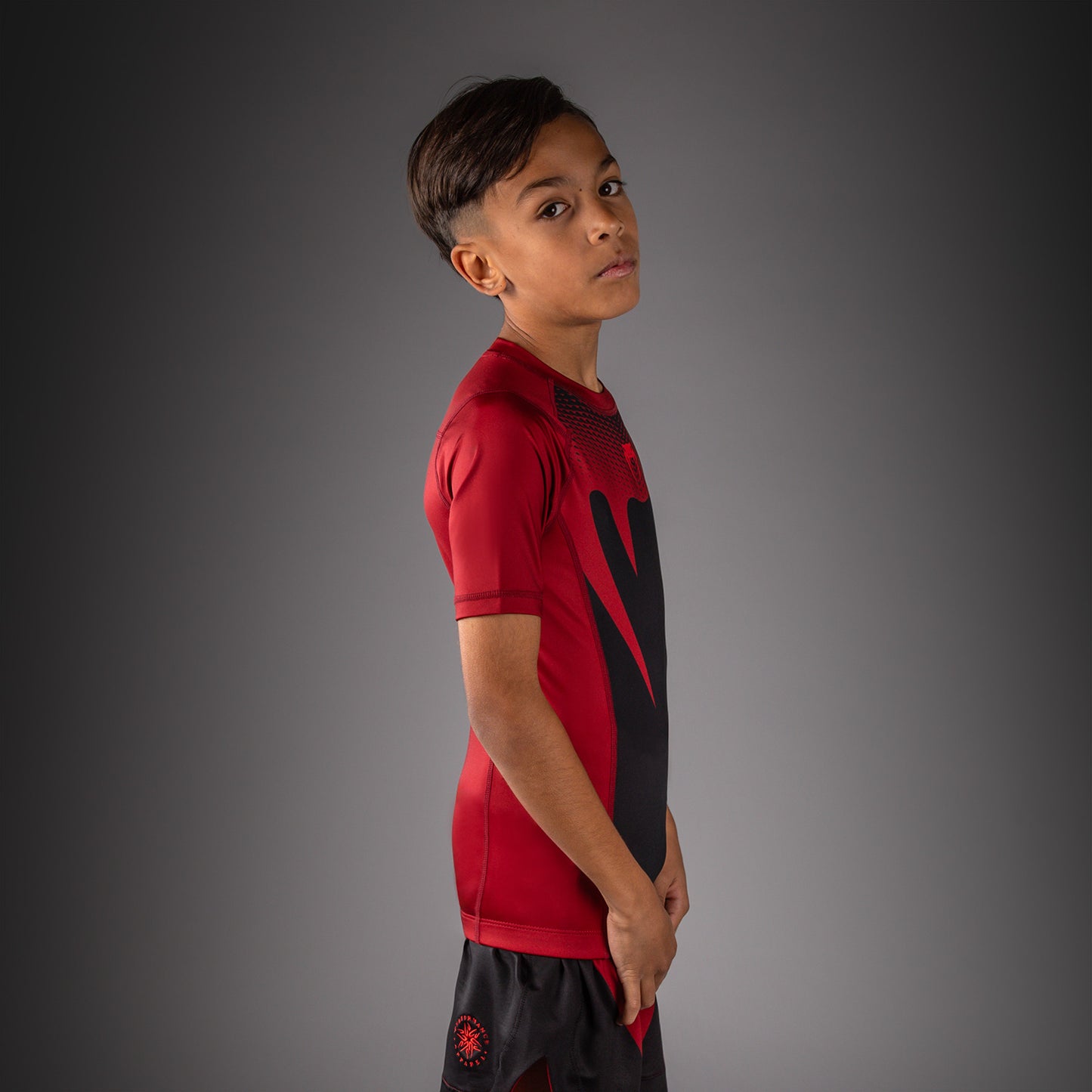 Venum Attack Kids Short Sleeve Rashguard - Black/Red