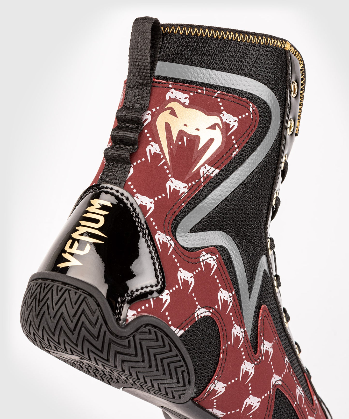 Venum Elite Evo Monogram Boxing Shoes – Black/Burgundy