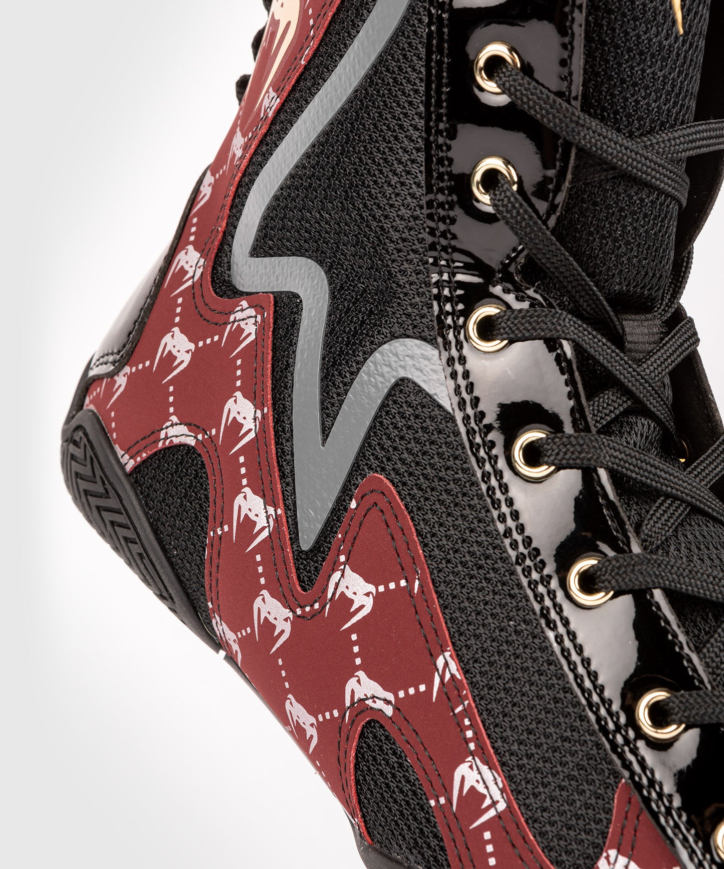 Venum Elite Evo Monogram Boxing Shoes – Black/Burgundy
