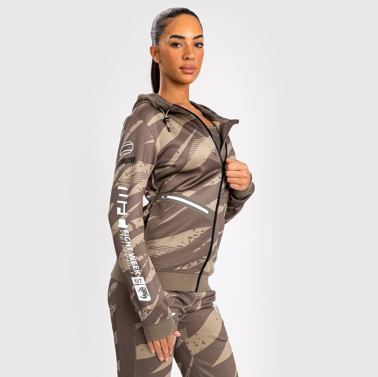 UFC Adrenaline by Venum Fight Week Women’s Zip Hoodie - Desert Camo