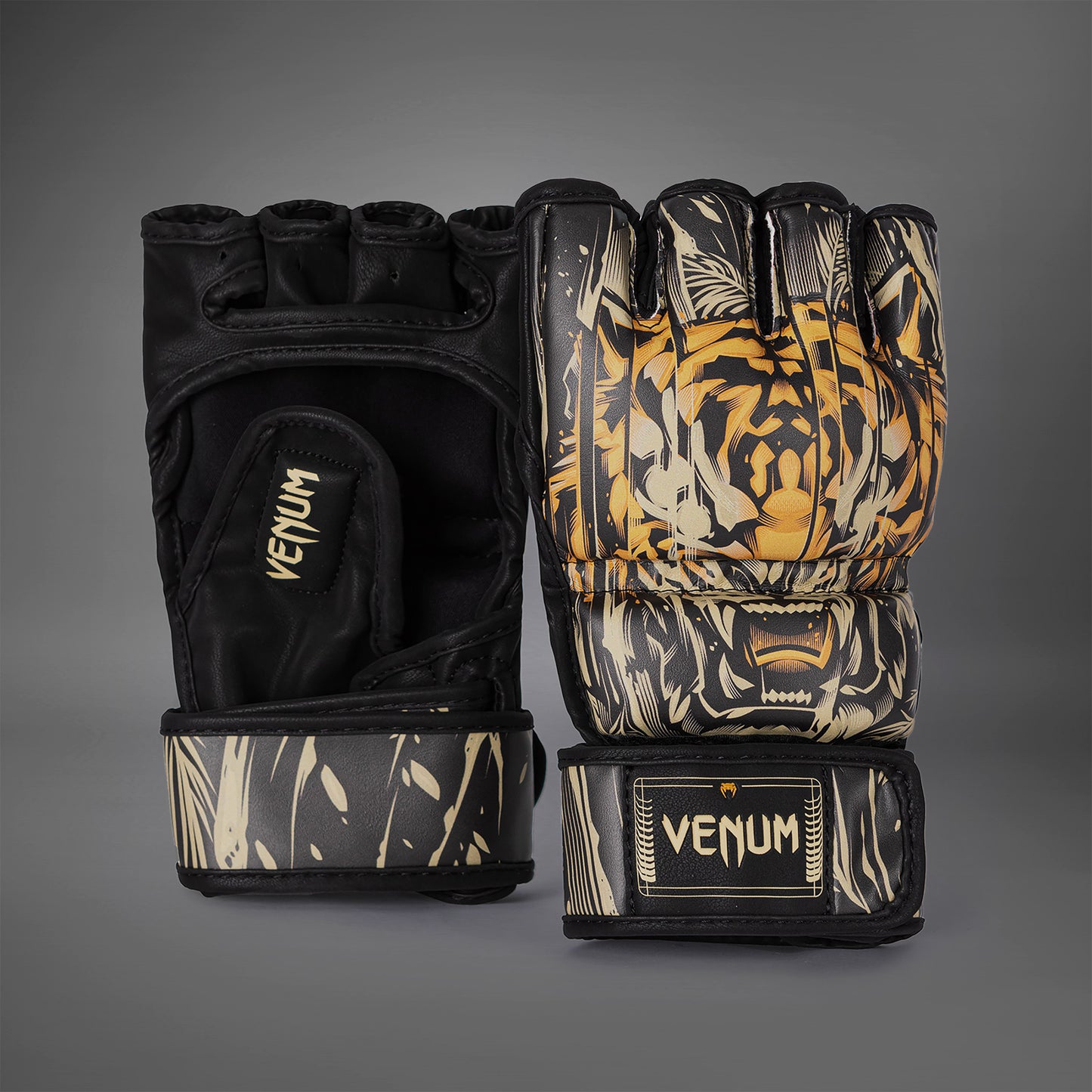 Venum Tiger MMA Gloves - Black/Neon Orange