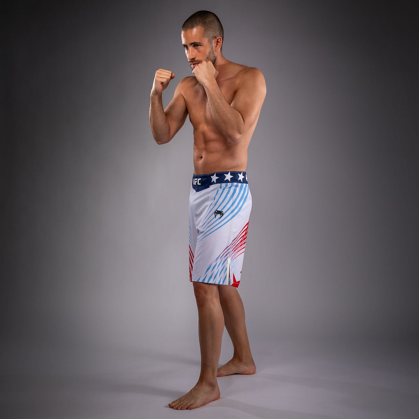 Men's Official UFC Freedom 250 by Venum White Authentic Fight Night Long Fit Fight Short