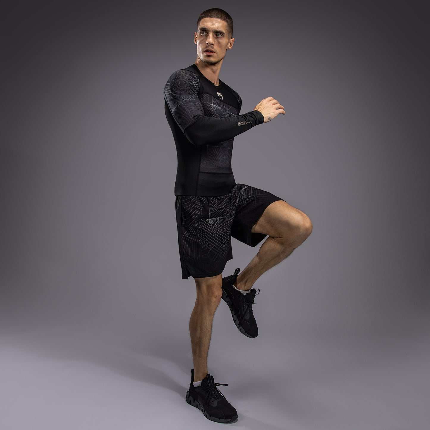 Venum G-Fit Air Men's Long Sleeve Rashguard - Deep Black/Desert Sand