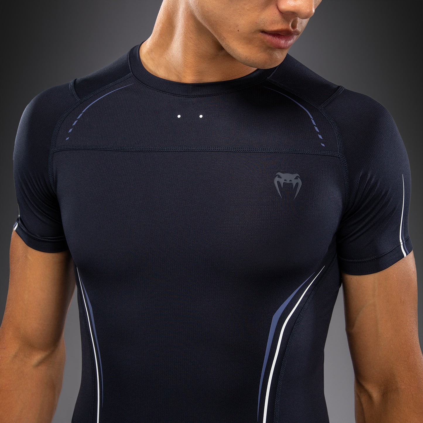 Venum G-Core Short Sleeve Rashguard - Navy Blue/White
