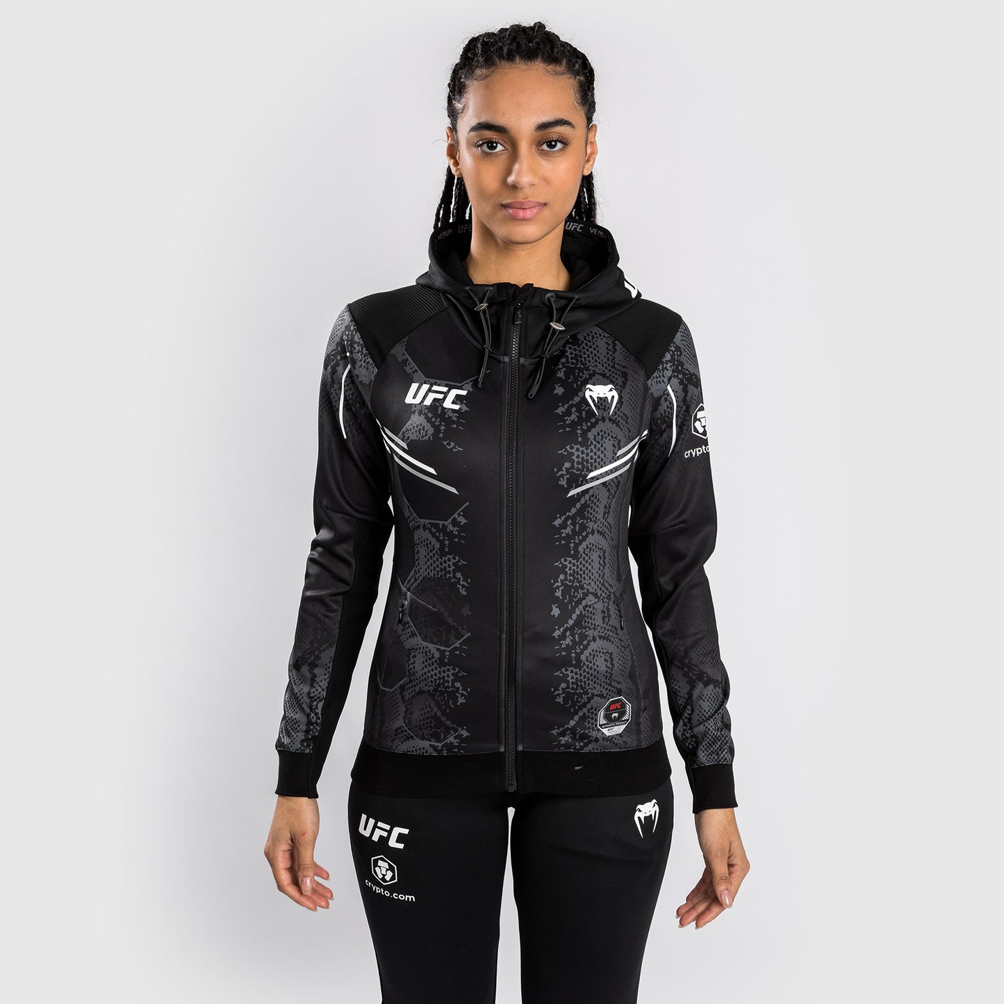 UFC Adrenaline by Venum Authentic Fight Night  Women’s Walkout Hoodie - Black