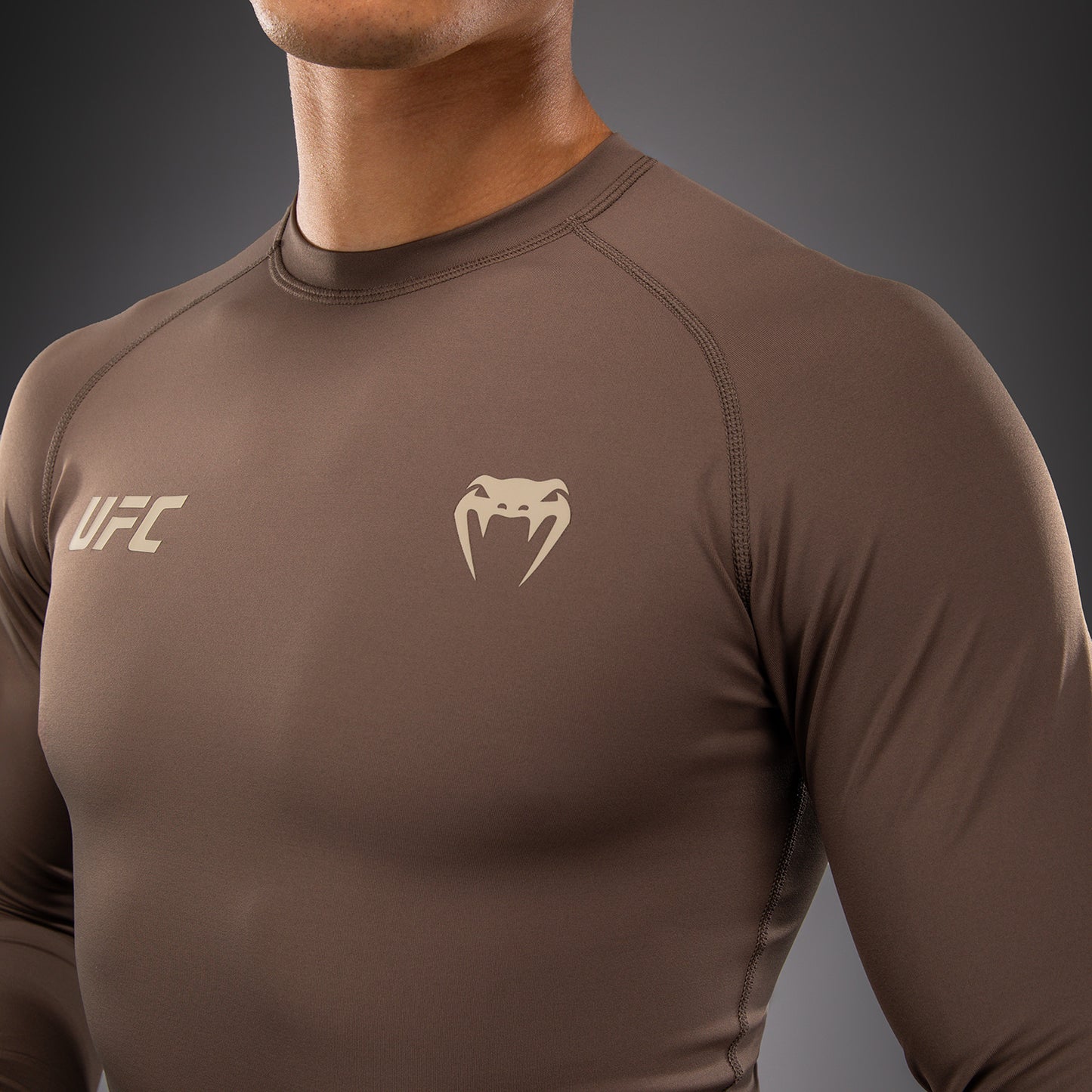 Venum UFC Unity by Venum Authentic Fight Week Men's Performance Long Sleeve Rashguard - Brown