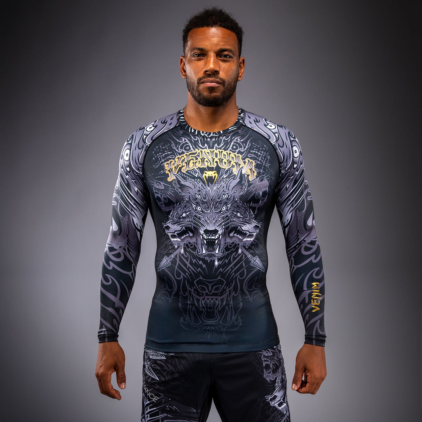 Venum Wolf Atak Long Sleeve Rashguard - Black/Grey