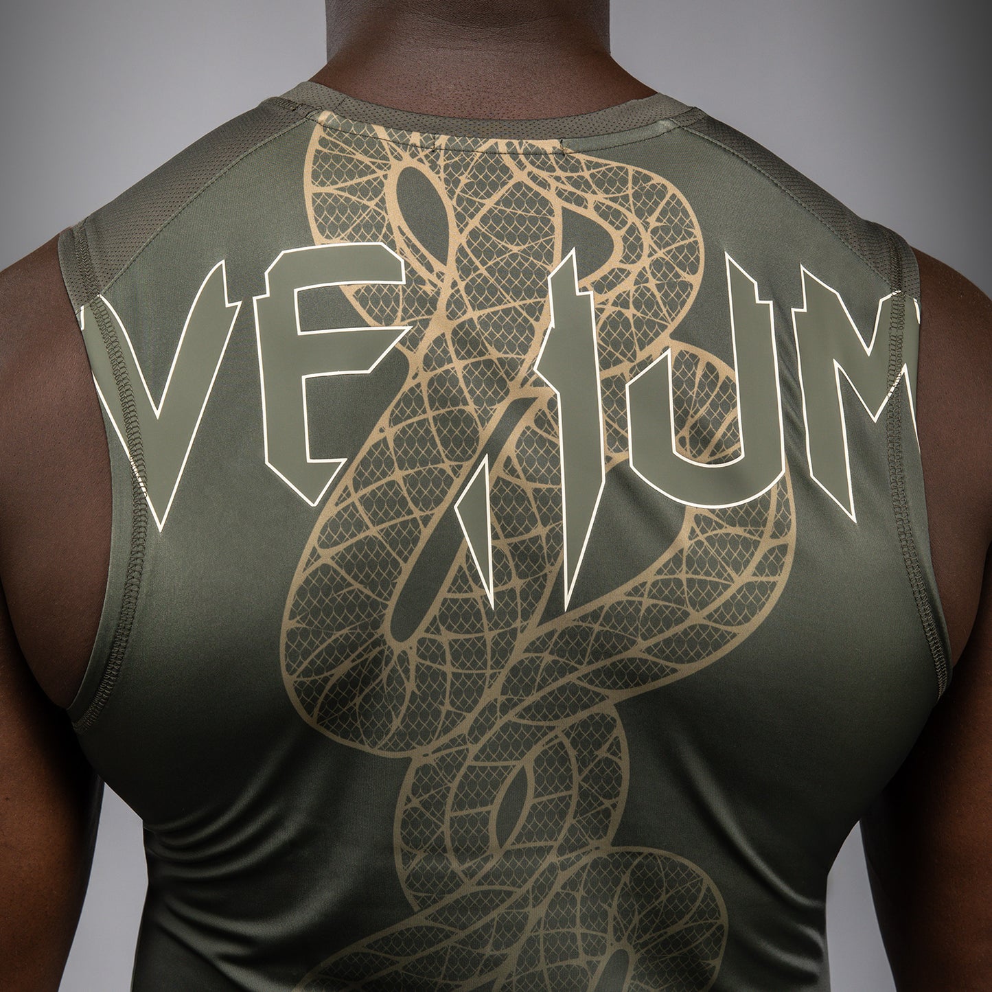 Venum Serpenti Sleeveless Rashguard - Khaki/Bronze/Ivory
