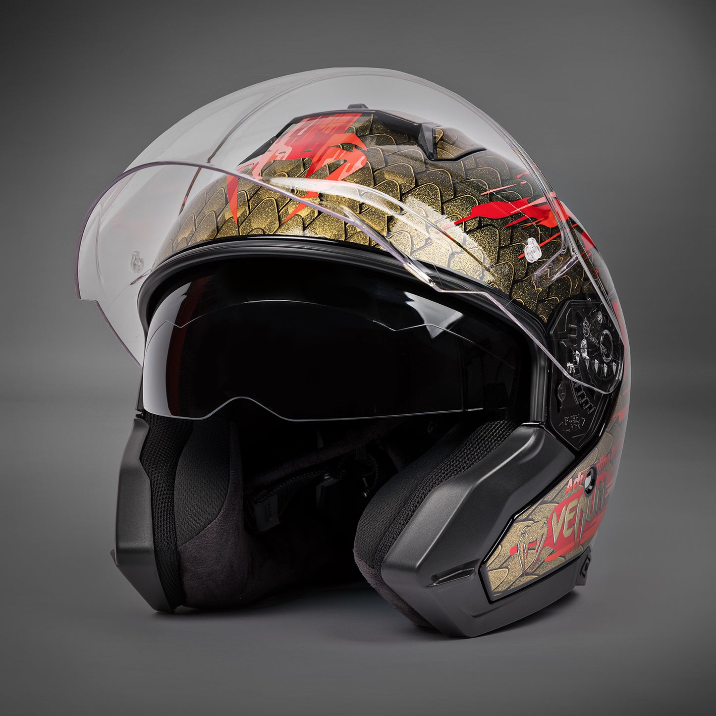 Venum x Shark SKWAL i3 JET Motorcycle Helmet - Red/Gold