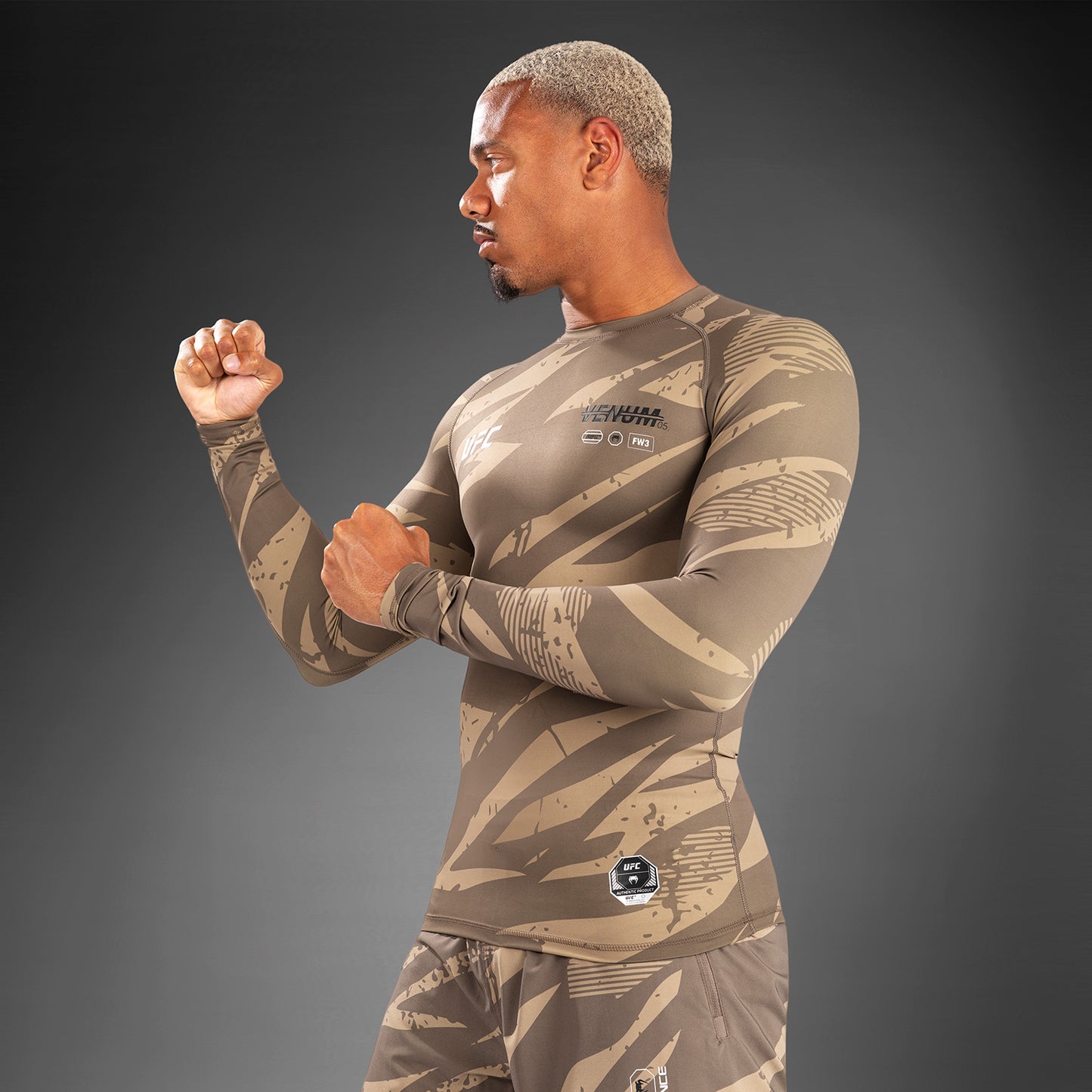 UFC Adrenaline by Venum Fight Week Performance Long Sleeve Rashguard - Desert Camo