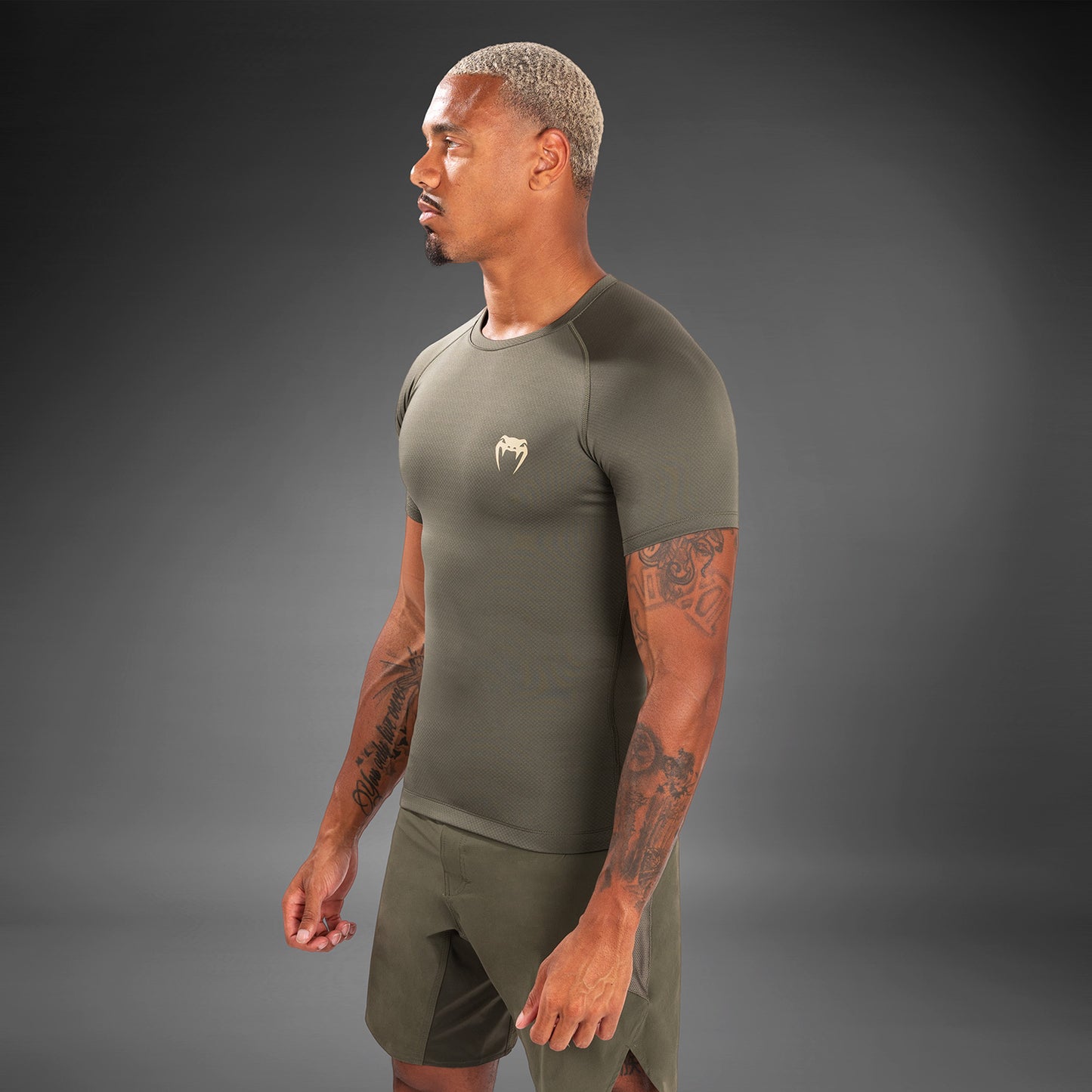 Venum Contender Men’s Short Sleeve Rashguard - Khaki