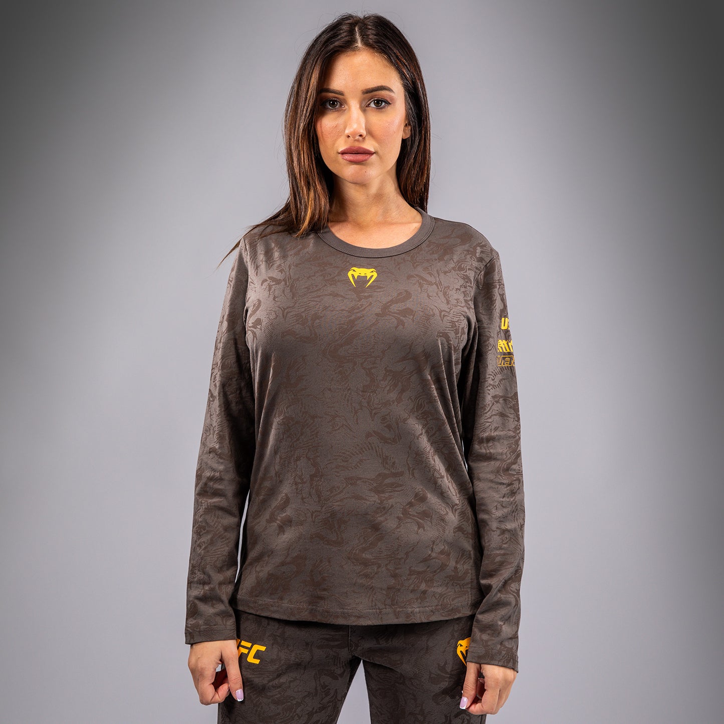 UFC Fusion by Venum Fight Week Women’s Long Sleeve Cotton T-Shirt - Earthen Brown
