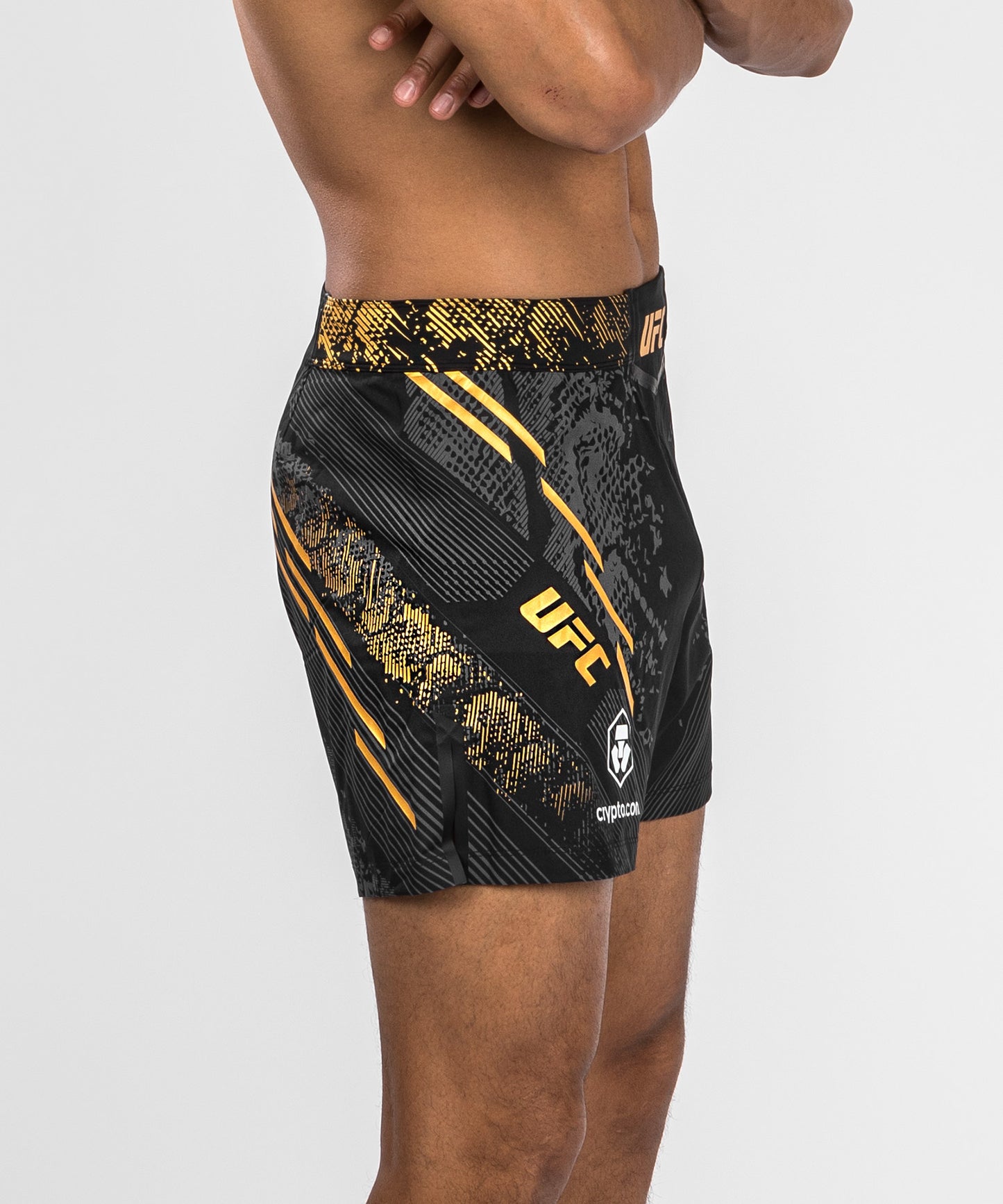 UFC Adrenaline by Venum Personalized Authentic Fight Night Men's Fight Short - Short Fit - Black/Gold