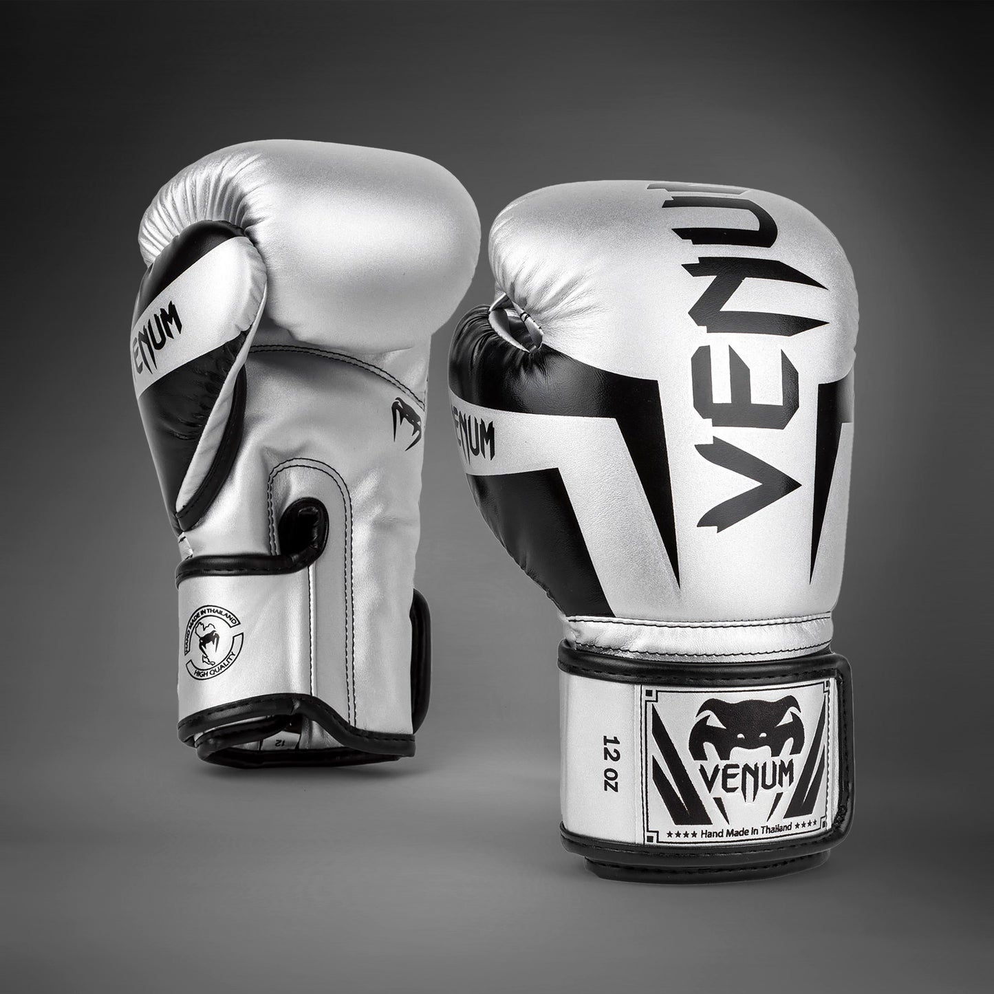 Venum Elite Boxing Gloves - Silver/Black