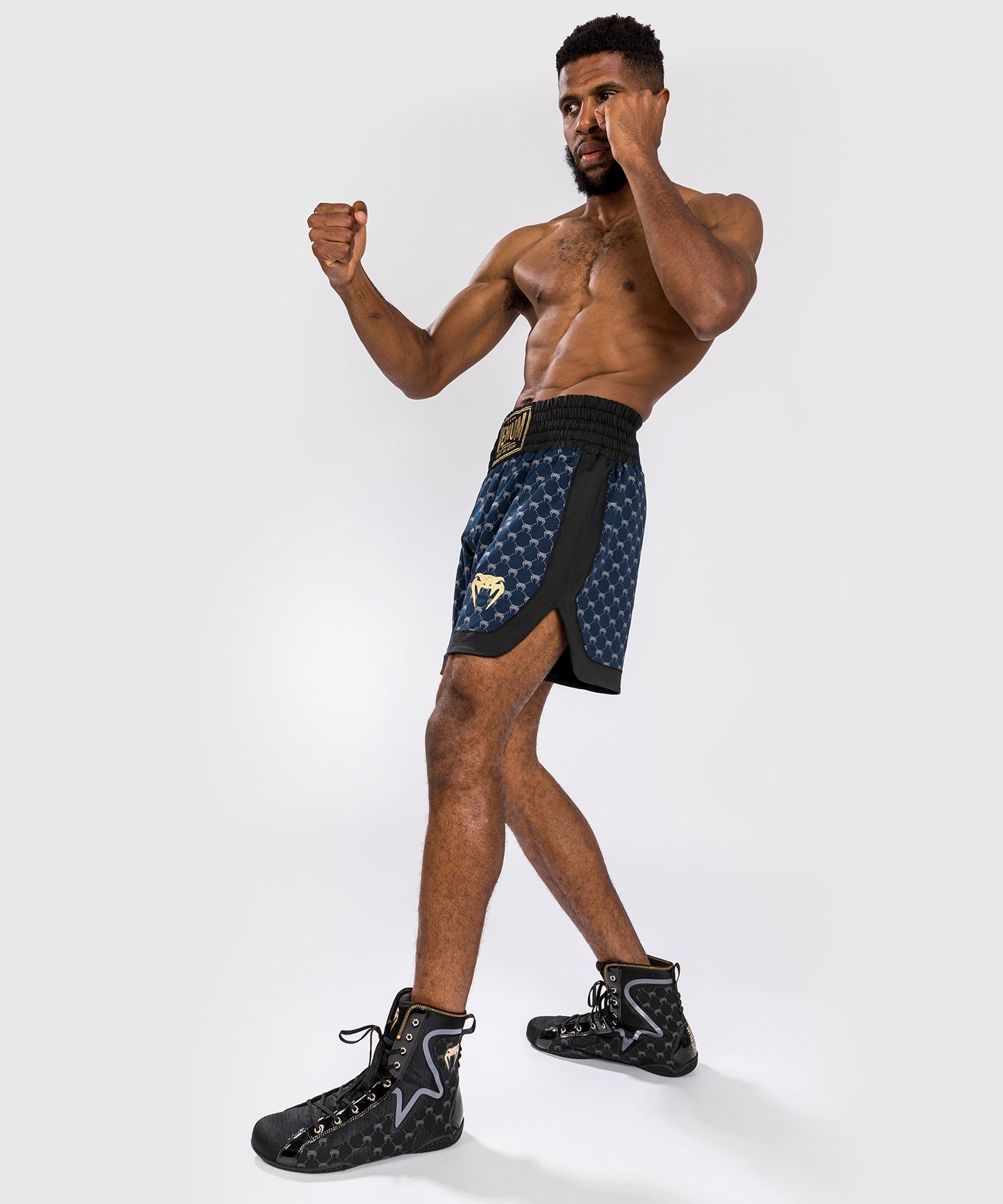 Venum Monogram Boxing Short - Black/Navy Blue