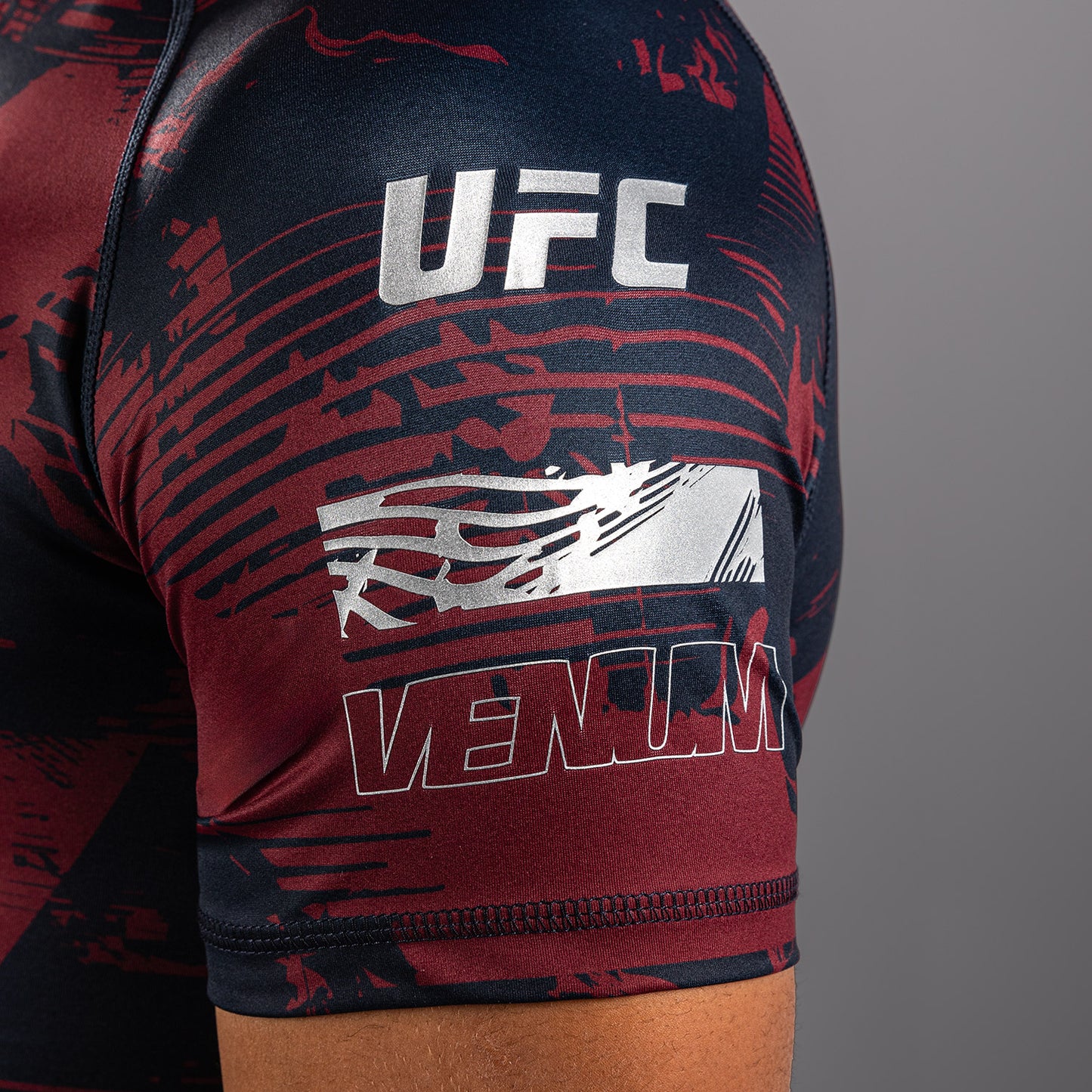 Men's UFC Zenith by Venum Burgundy Authentic Fight Week Performance Short Sleeve Rashguard