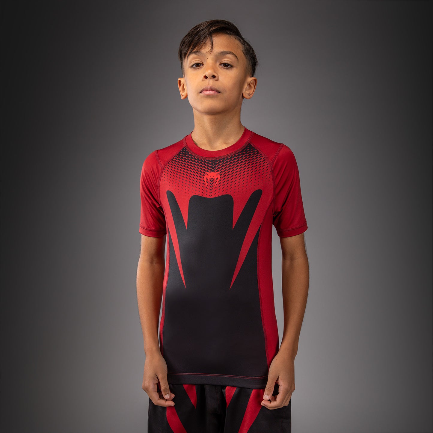 Venum Attack Kids Short Sleeve Rashguard - Black/Red