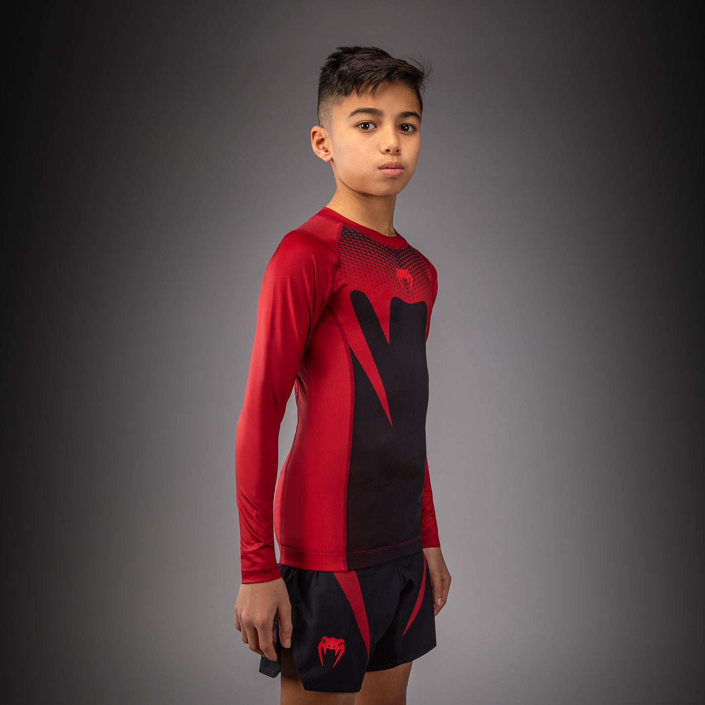 Venum Attack Kids Long Sleeve Rashguard - Black/Red