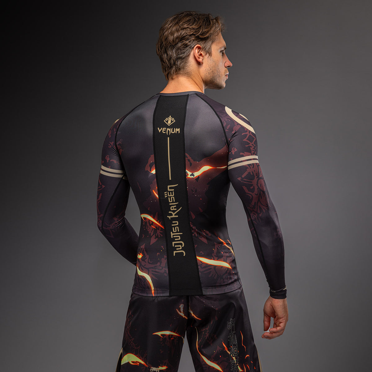 Jujutsu Kaisen x Venum Sukuna Long Sleeve Rashguard - Black/Beige