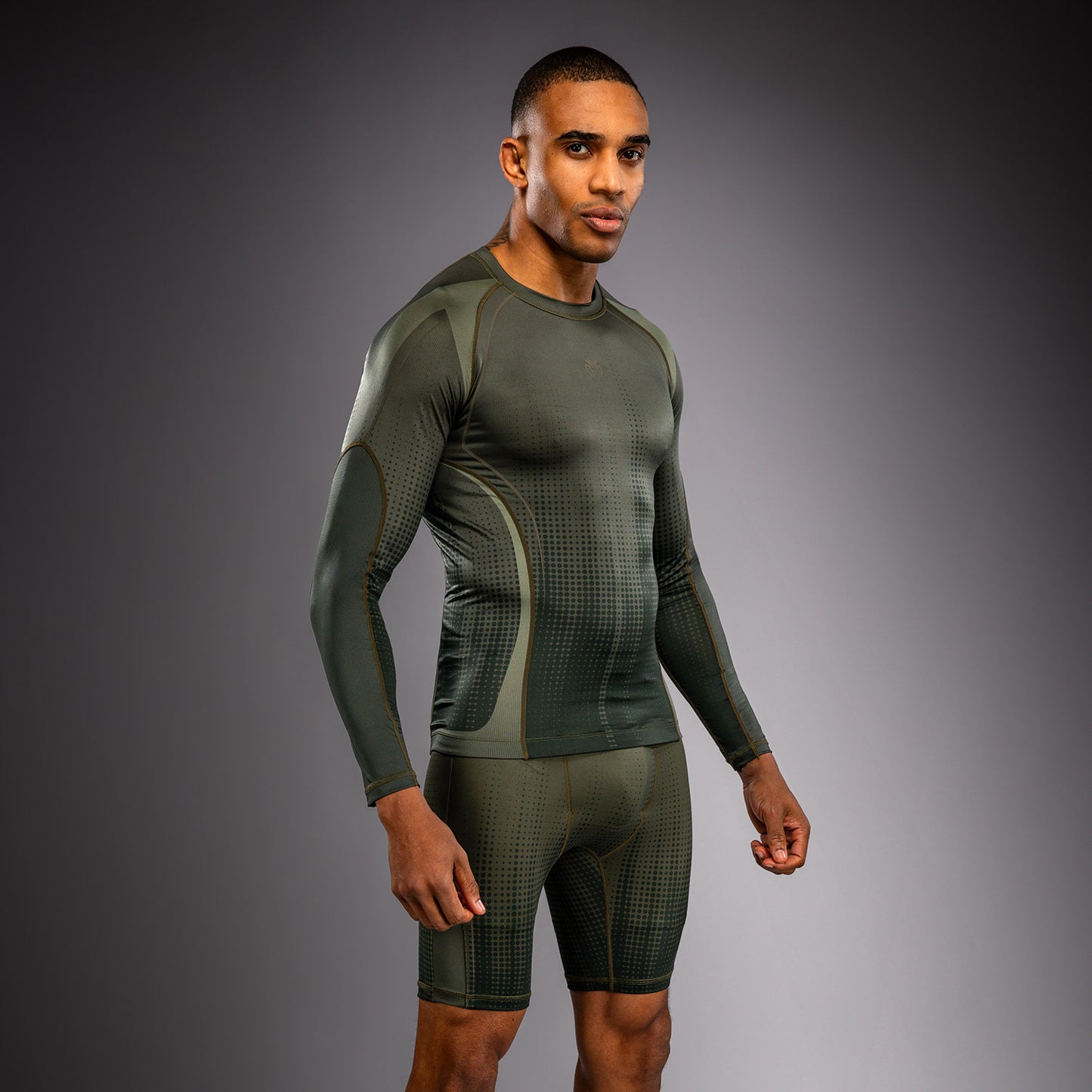 Venum Stealth Long Sleeve Rashguard - Khaki/Dark Green