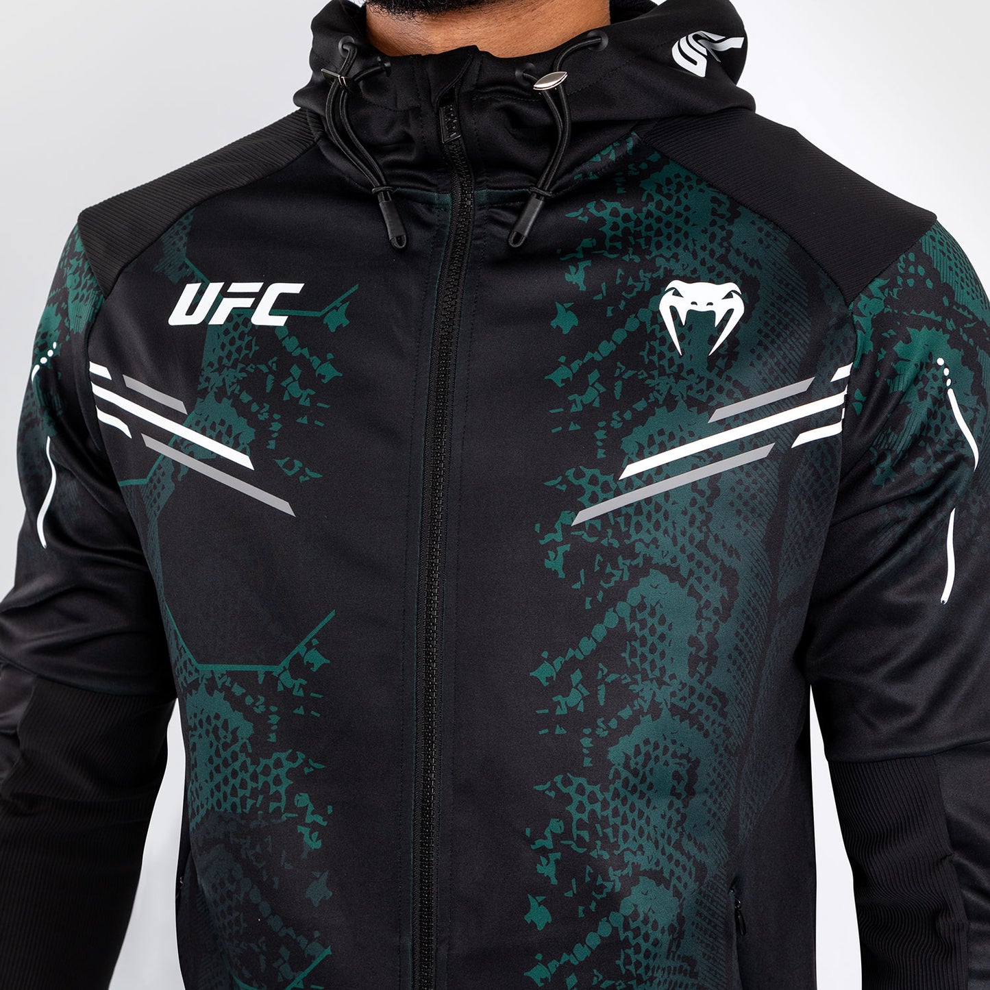 UFC Adrenaline by Venum Authentic Fight Night Men’s Walkout Hoodie - Emerald Edition - Green/Black