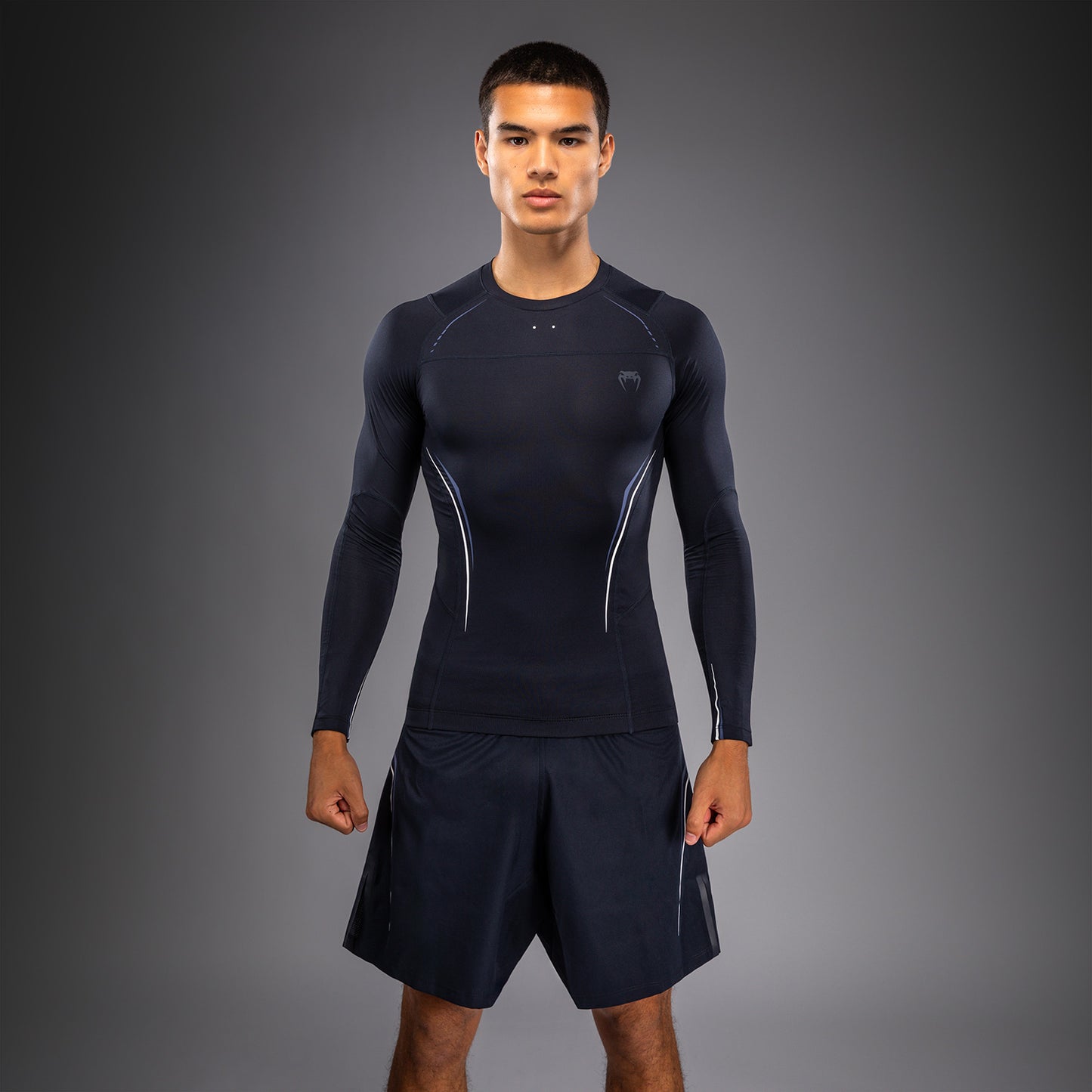 Venum G-Core Long Sleeve Rashguard - Navy Blue/White