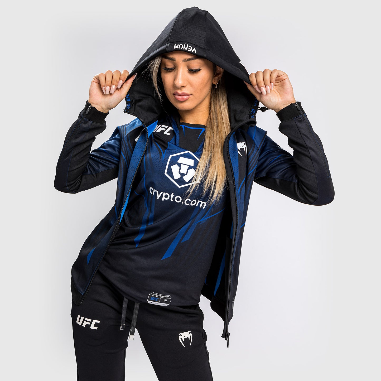 Ufc Authentic Fight Night 2.0 Kit By Venum Women's Walkout Hoodie - Midnight Edition