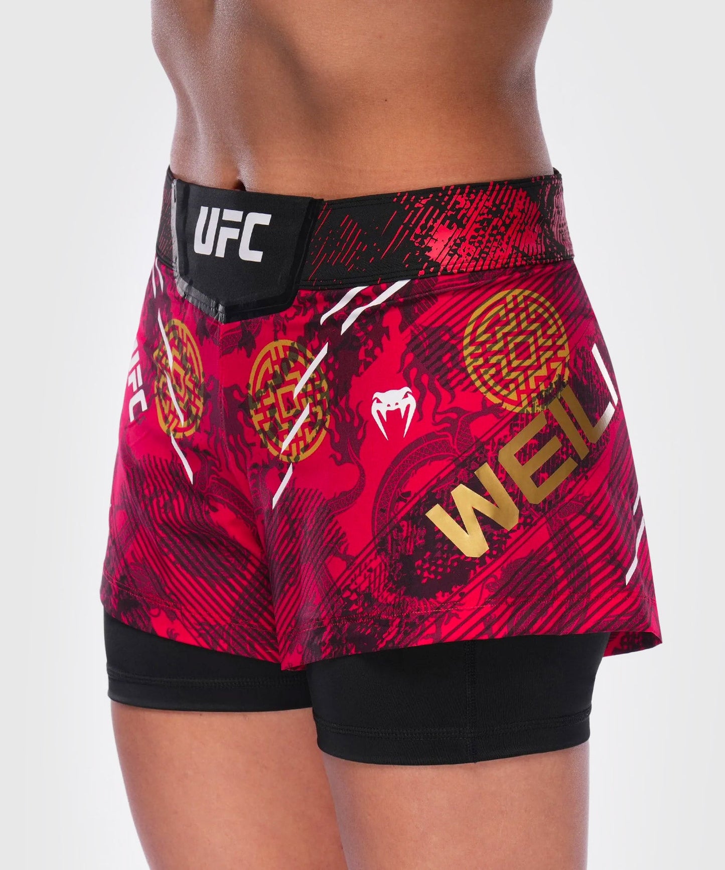 UFC Adrenaline Unrivaled by Venum Weili Zhang Fightshort - Red/Yellow/Black