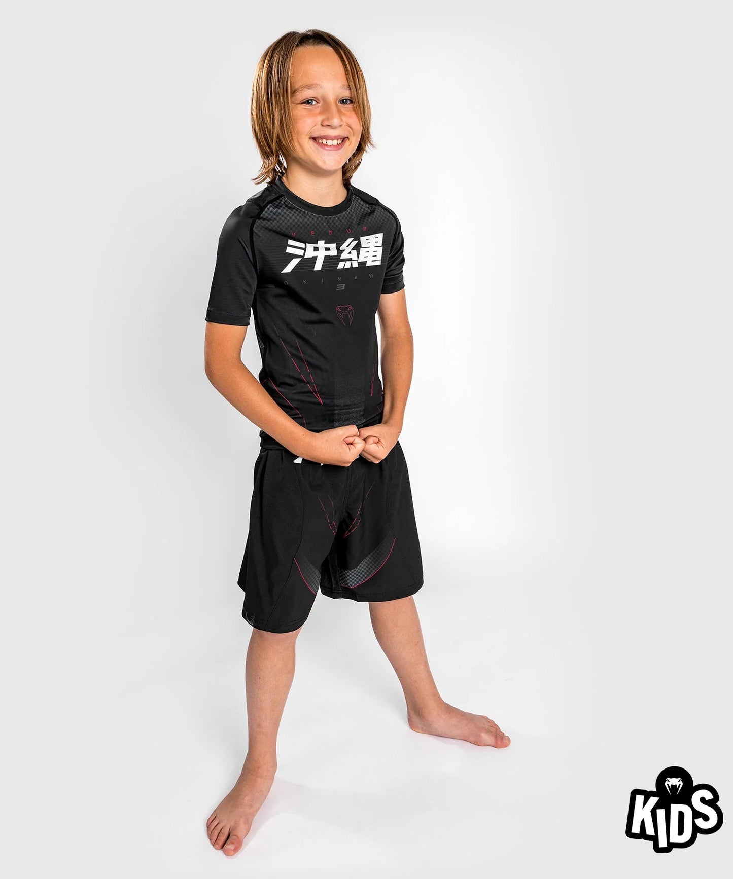 Venum Okinawa 3.0 Rashguard Short Sleeves - For Kids - Black/Red