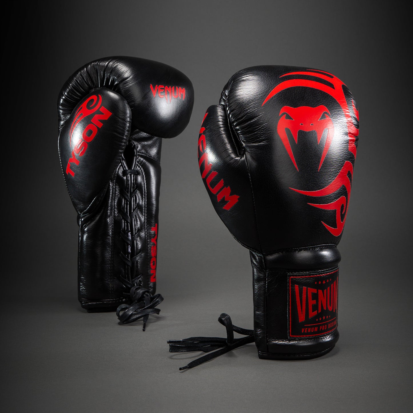 Venum Giant 2.0 Mike Tyson Pro Boxing Gloves with Laces - Black/Red - Bag included