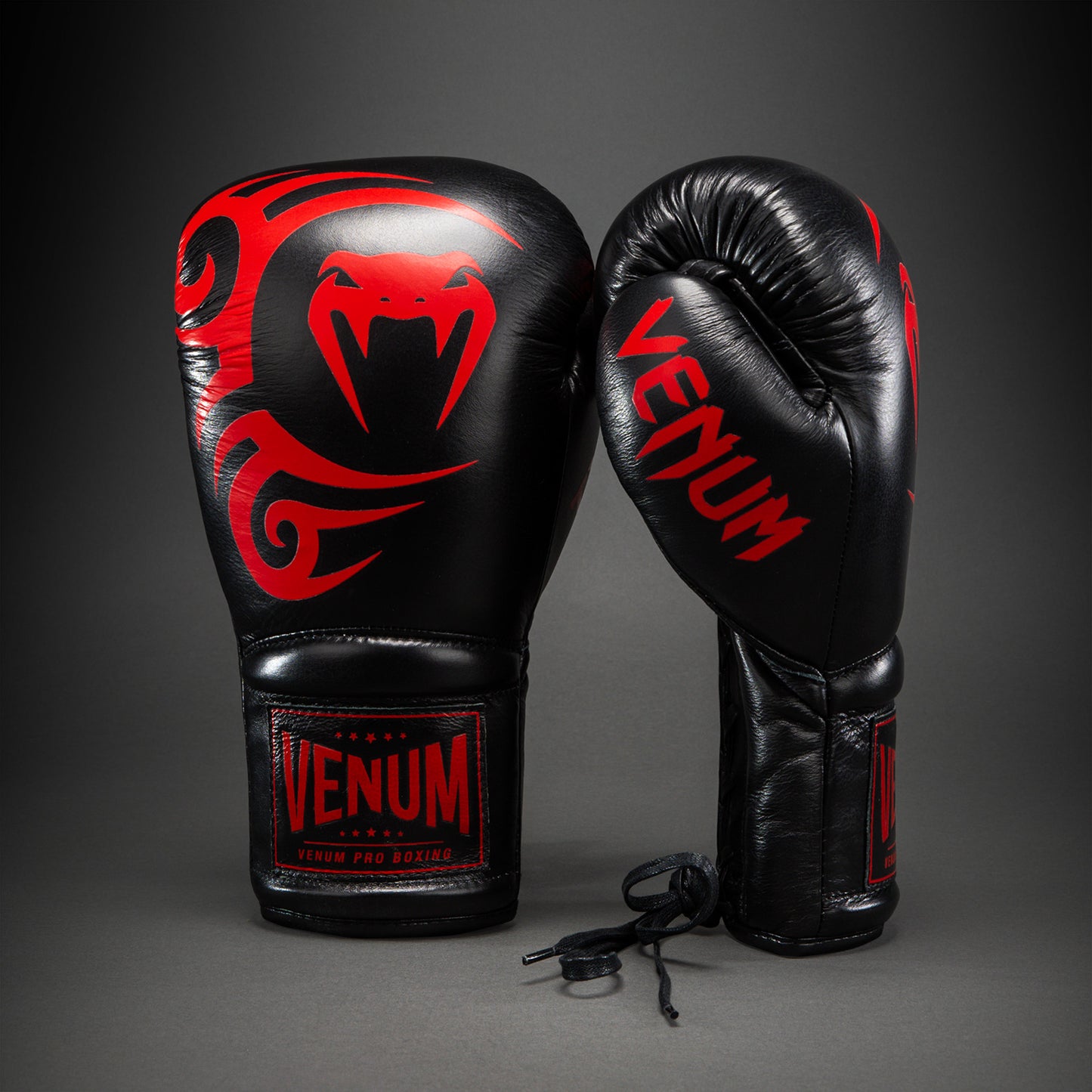 Venum Giant 2.0 Mike Tyson Pro Boxing Gloves with Laces - Black/Red - Bag included