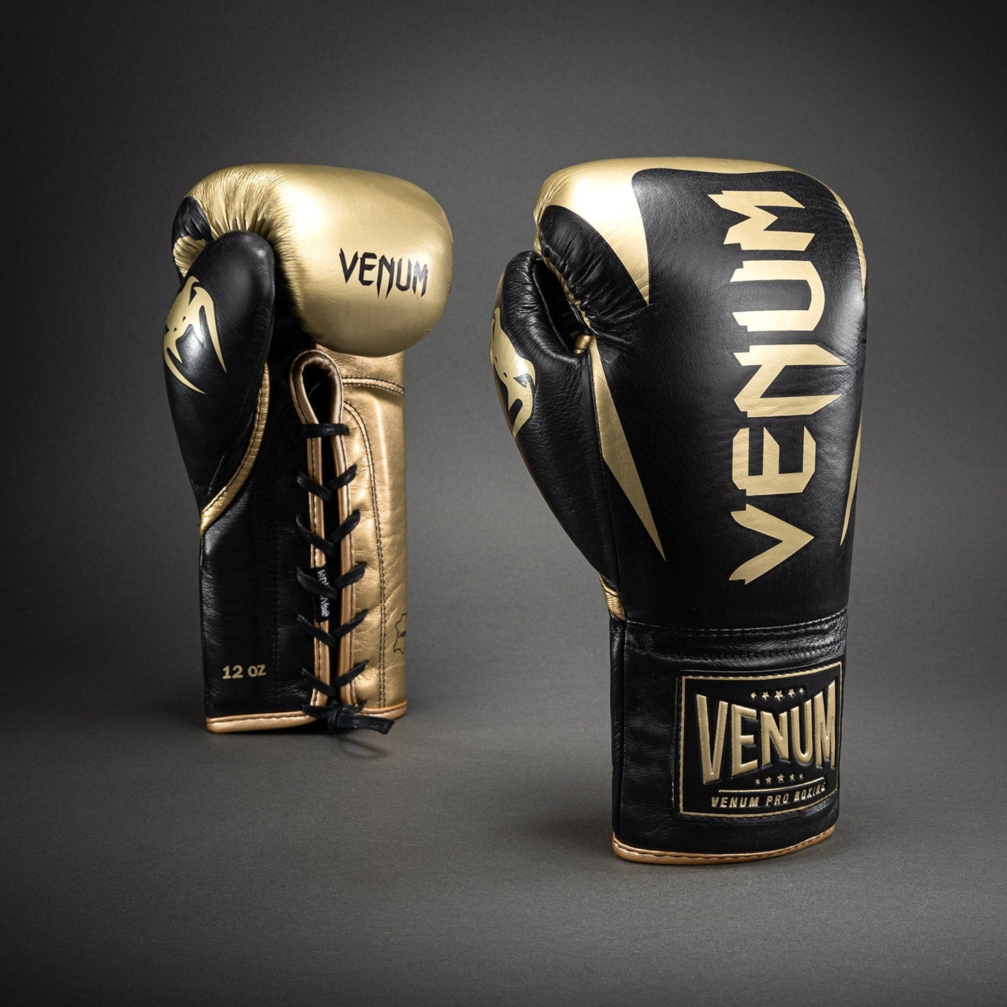 Venum Hammer Pro Boxing Gloves with Laces - Black/Gold