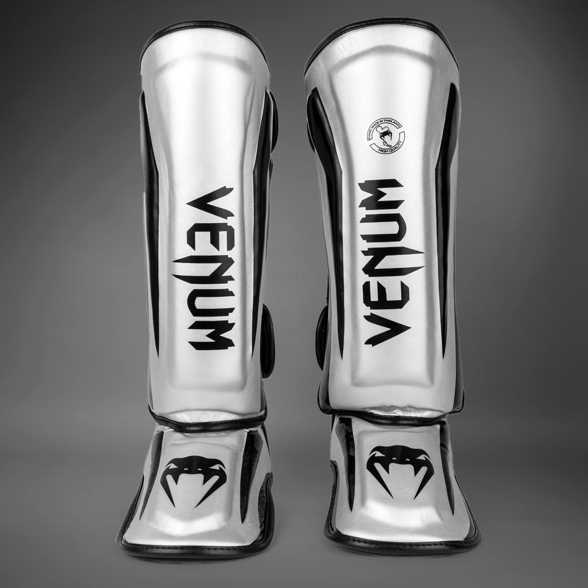 Venum Elite Standup Shinguards - Silver/Black
