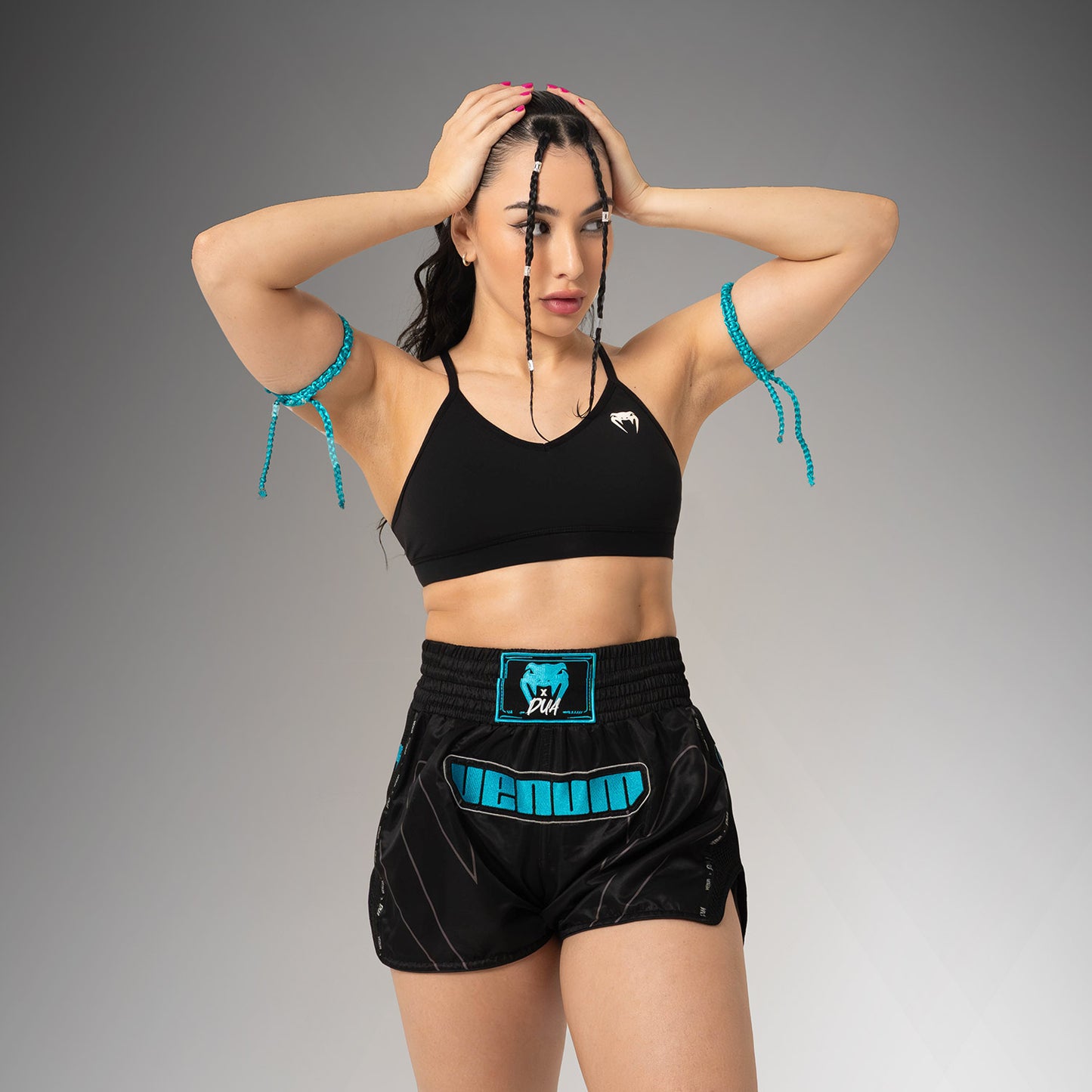 Venum x Dua Muay Thai Shorts - Black/Electric Blue