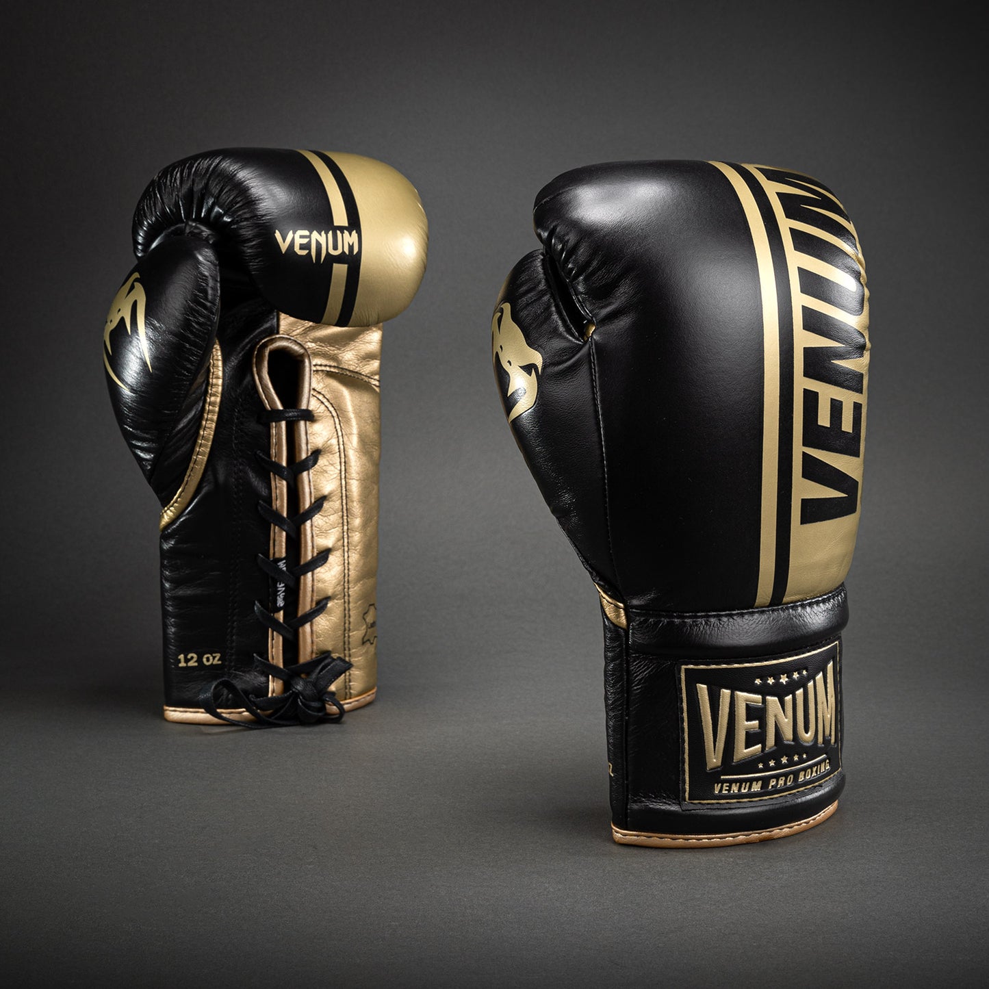 Venum Shield Pro Boxing Gloves with Laces - Black/Gold