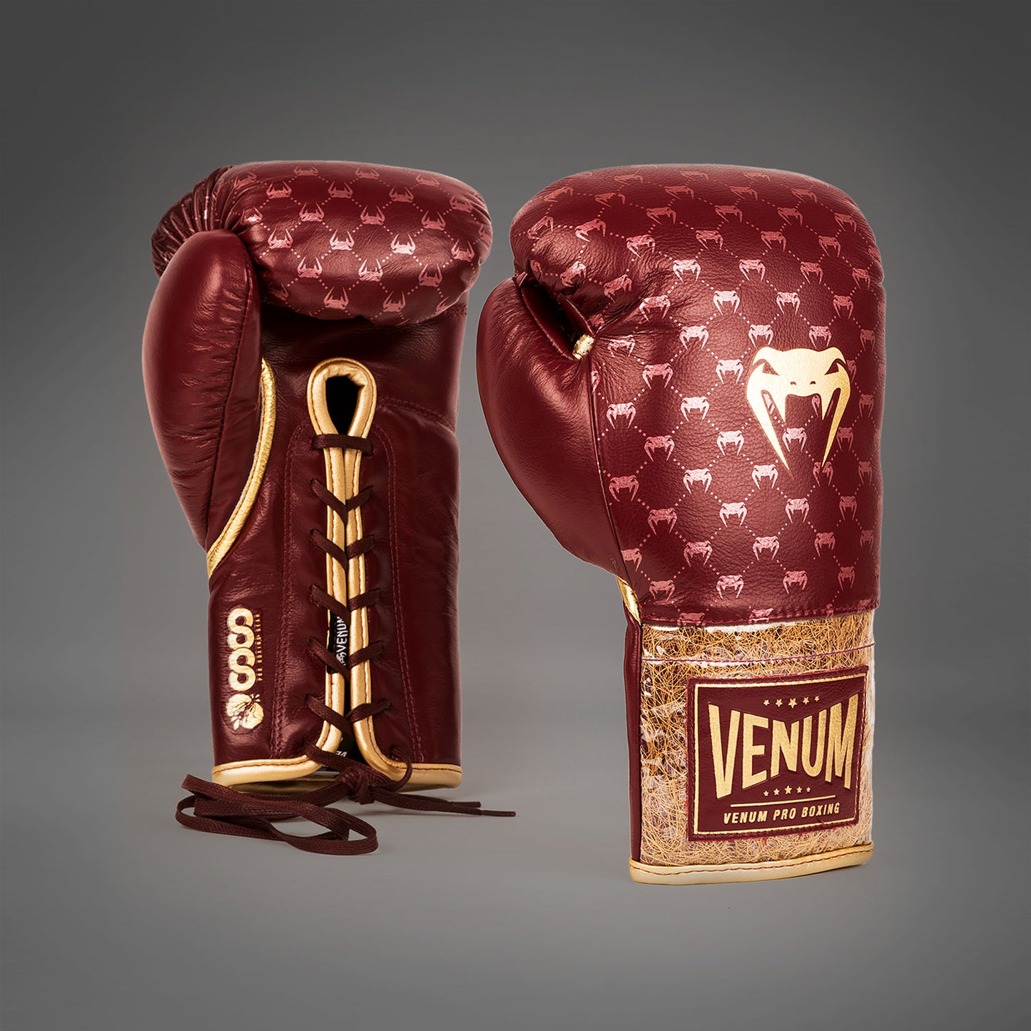 Venum Coco Monogram Pro Lace Up Boxing Gloves - Garnet Red