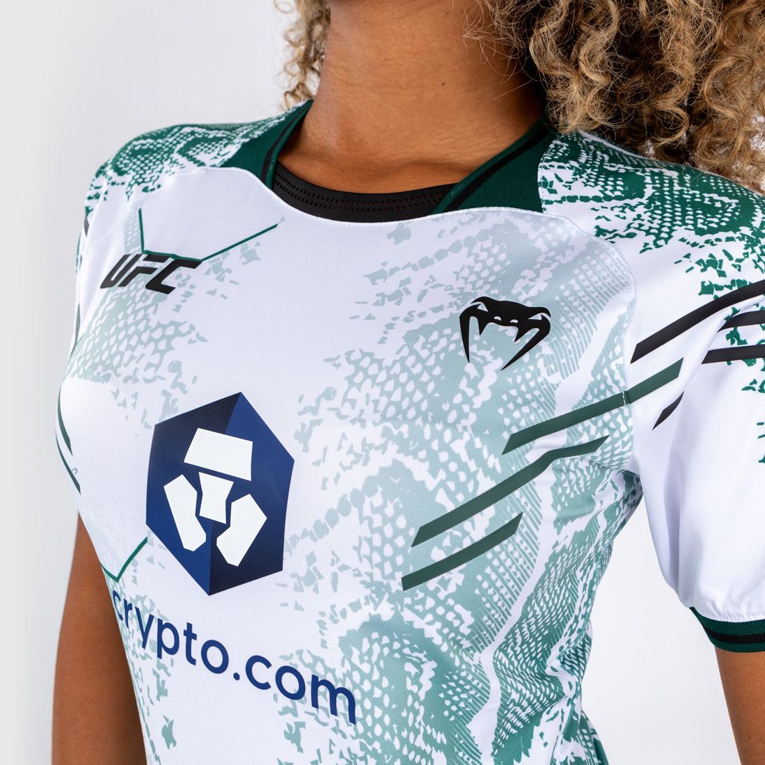 UFC Adrenaline by Venum Personalized Authentic Fight Night Women’s Walkout Jersey - Emerald Edition - White/Green