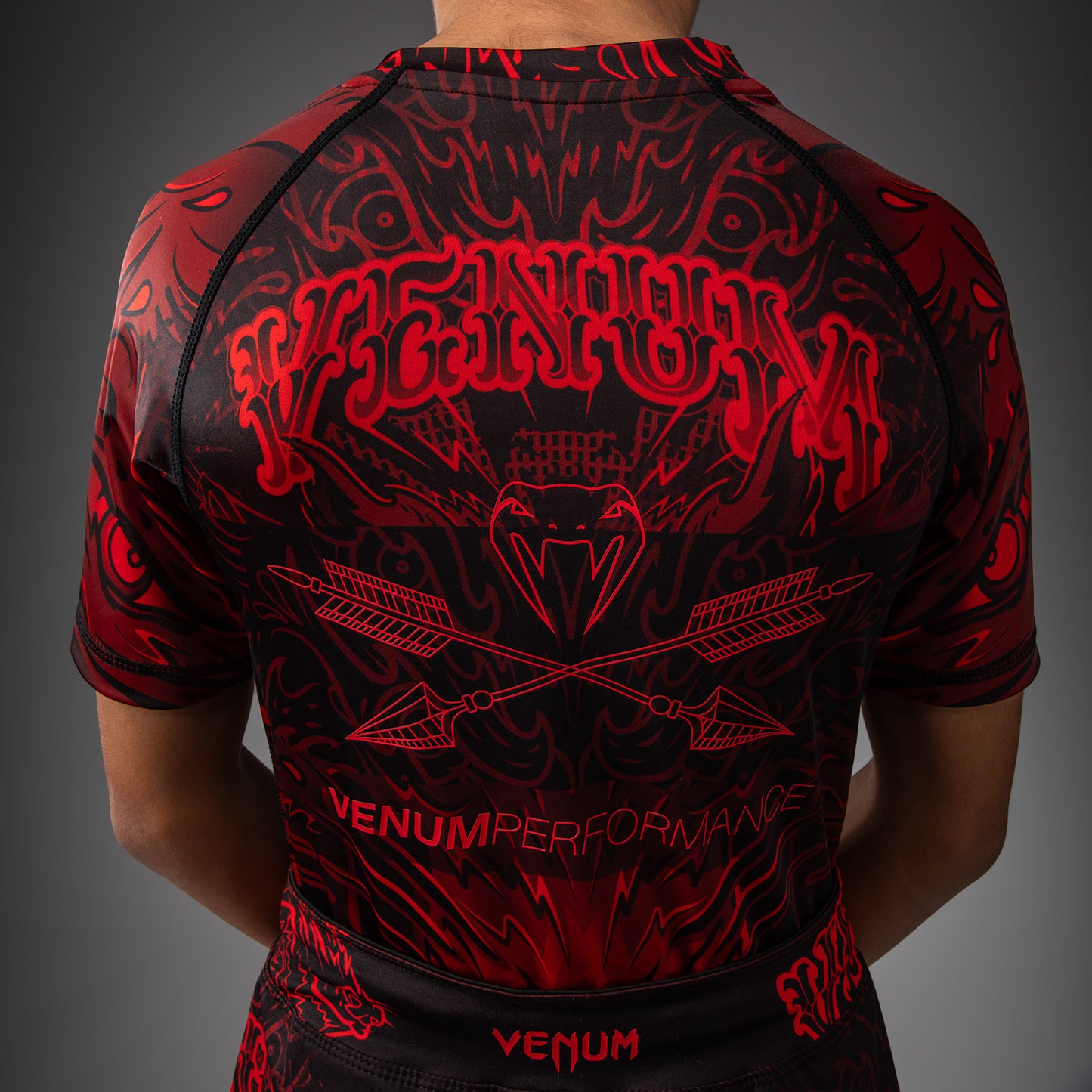 Venum Wolf Atak Kids Short Sleeve Rashguard - Black/Red