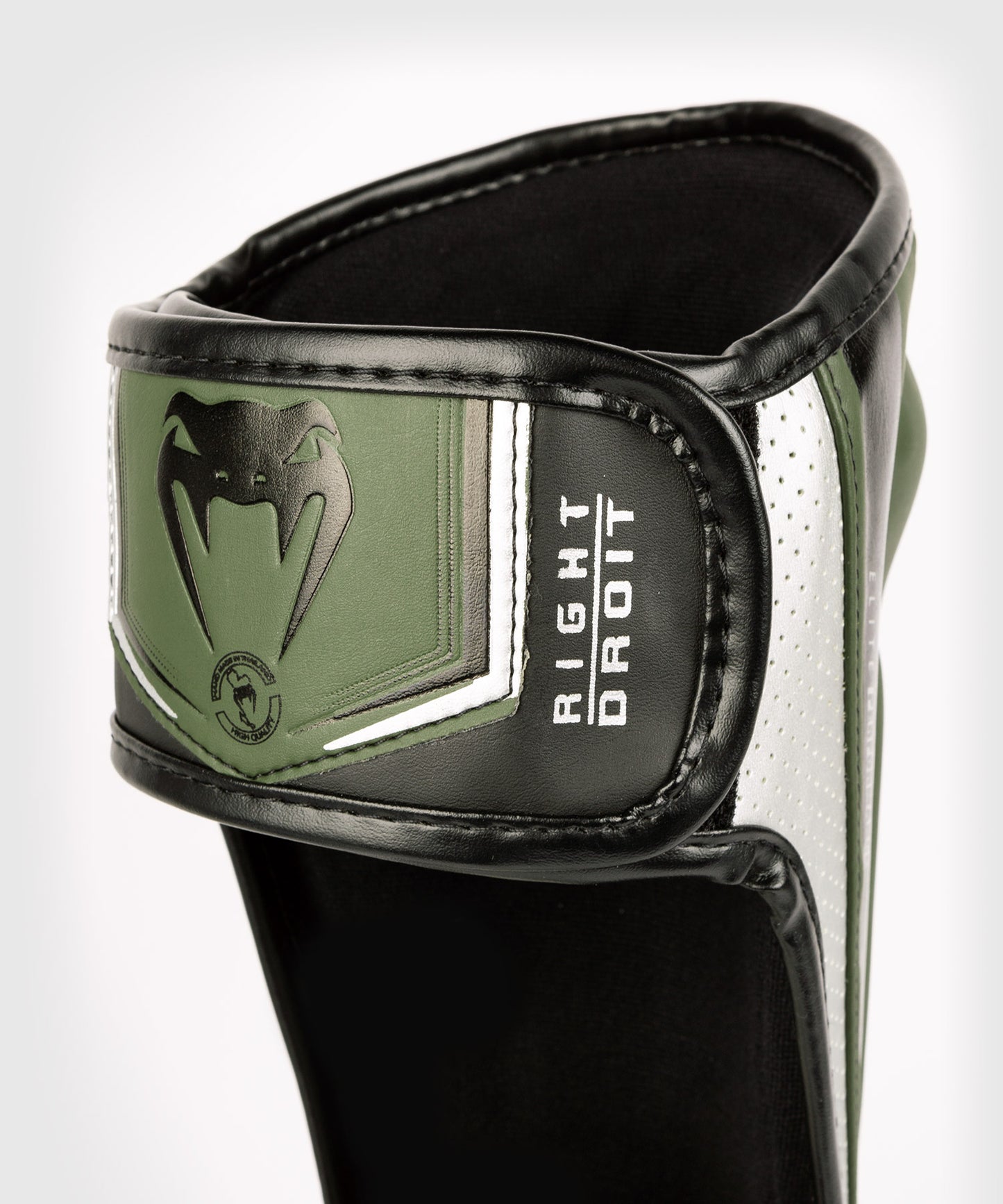 Venum Elite Evo Shinguards - Khaki/Silver