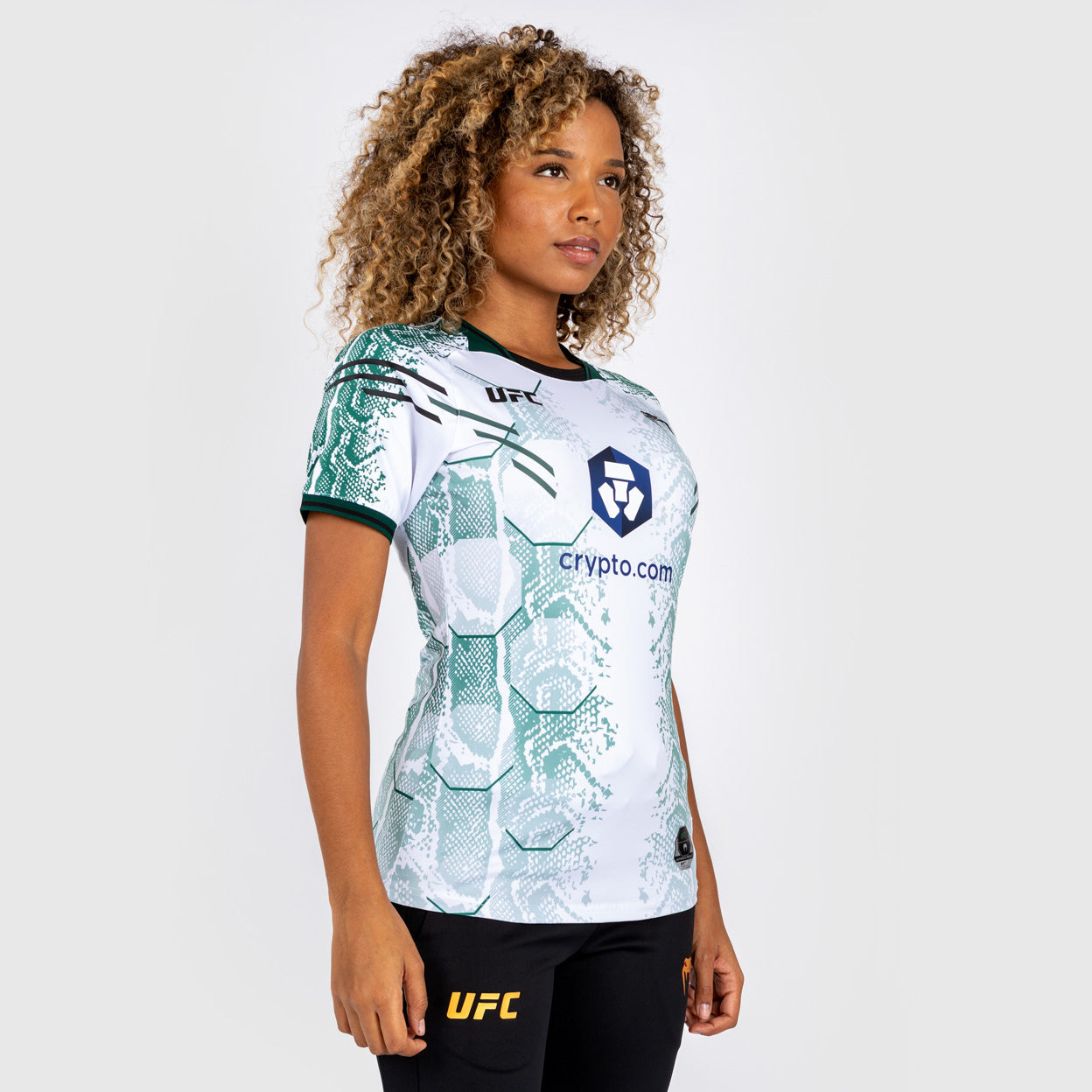 UFC Adrenaline by Venum Personalized Authentic Fight Night Women’s Walkout Jersey - Emerald Edition - White/Green