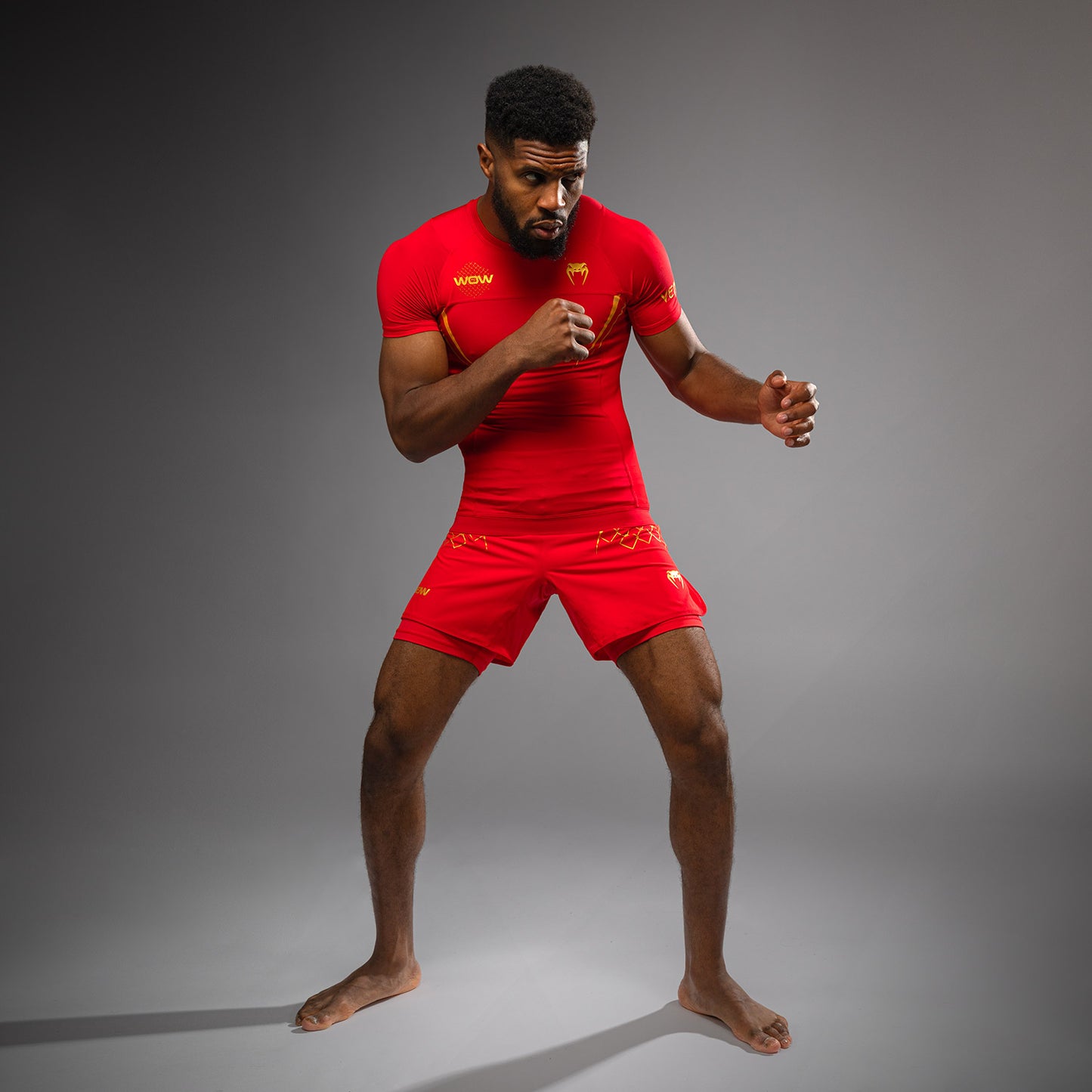 Venum x WOW FC Short Sleeve Rashguard - Fury Red/ Gold