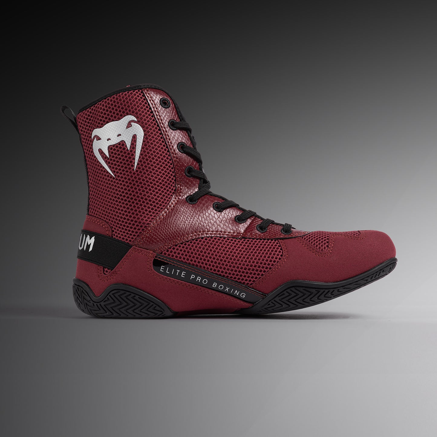 Venum Elite Boxing Shoes - Burgundy / Silver